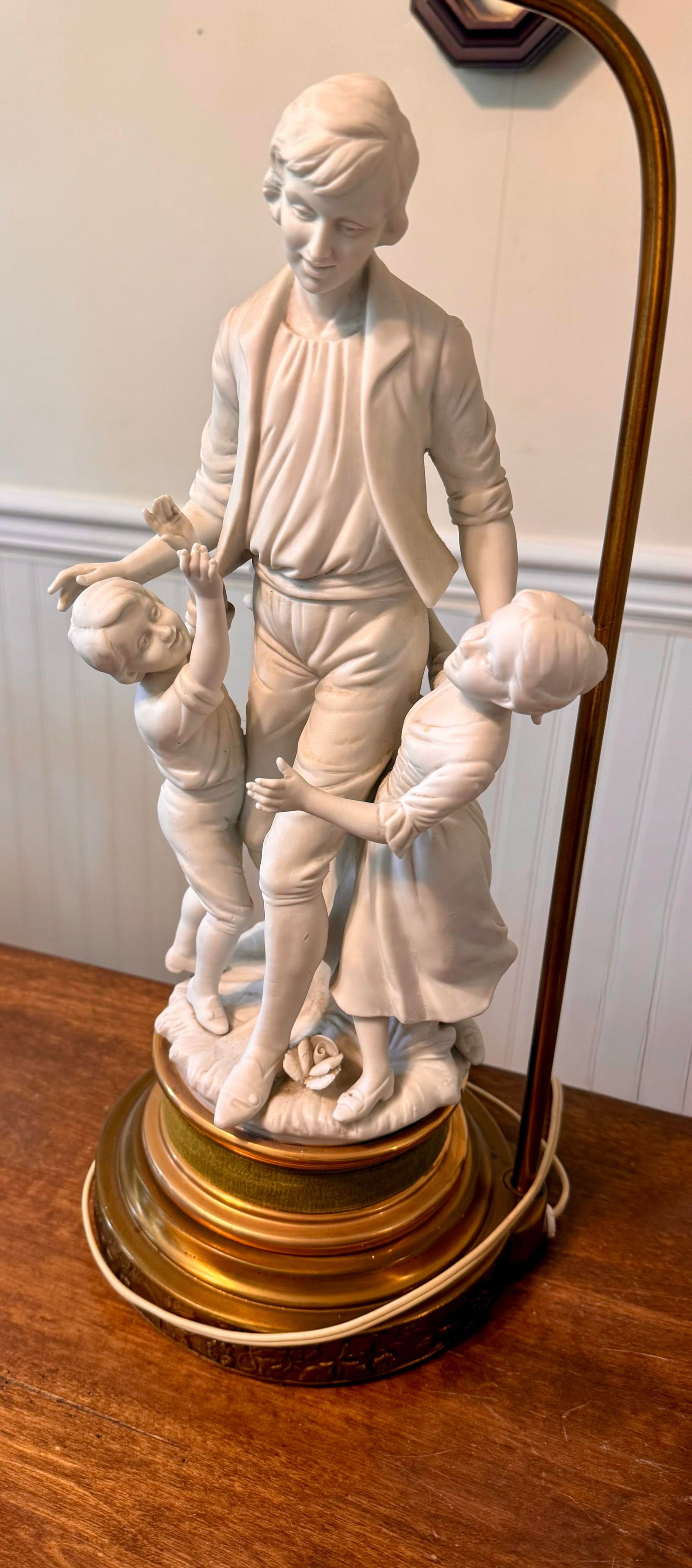 Mid 20th Century Large Parian Bisque Porcelain Sculptured Lamps - 3