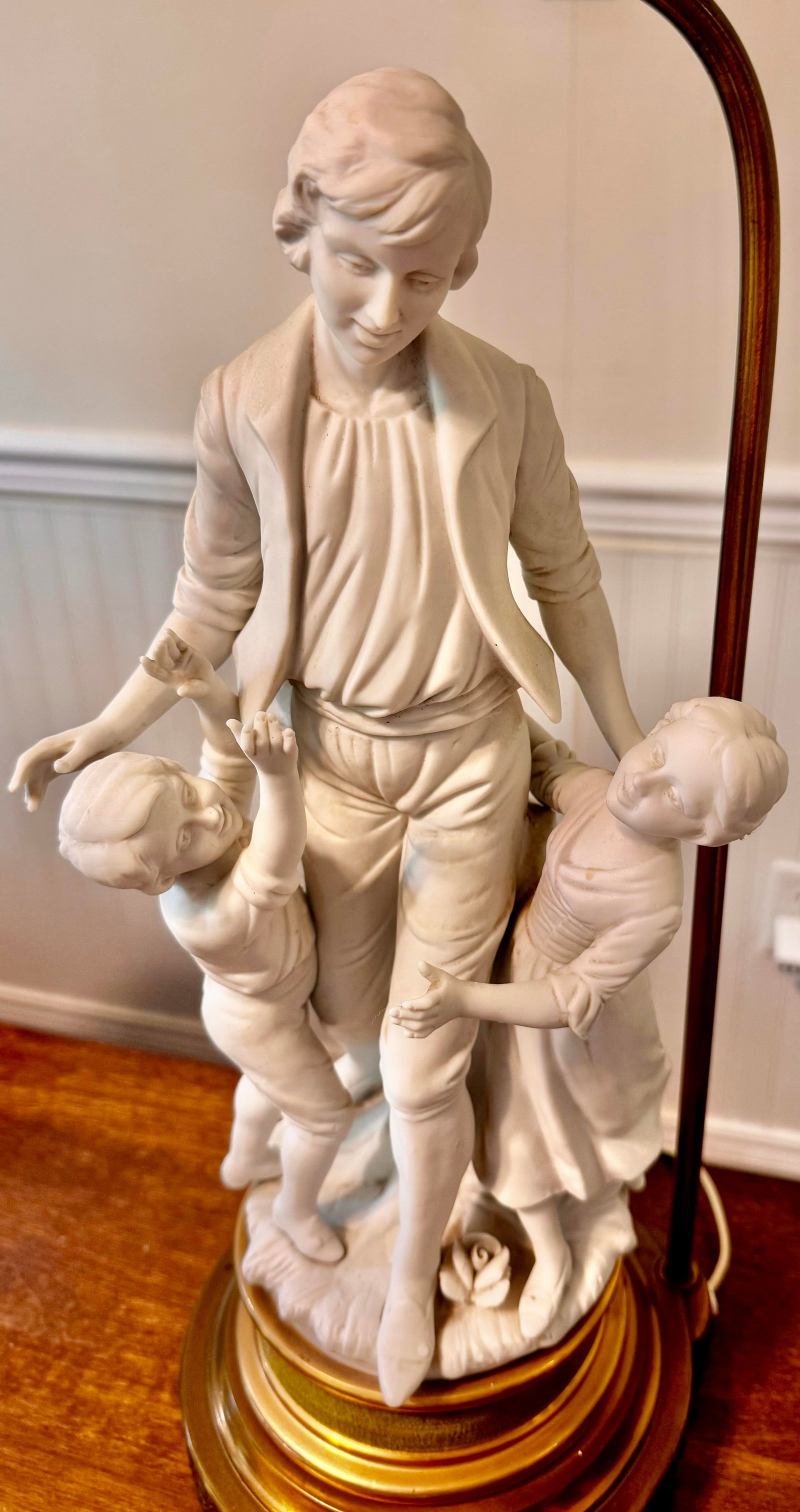 Mid 20th Century Large Parian Bisque Porcelain Sculptured Lamps - 4