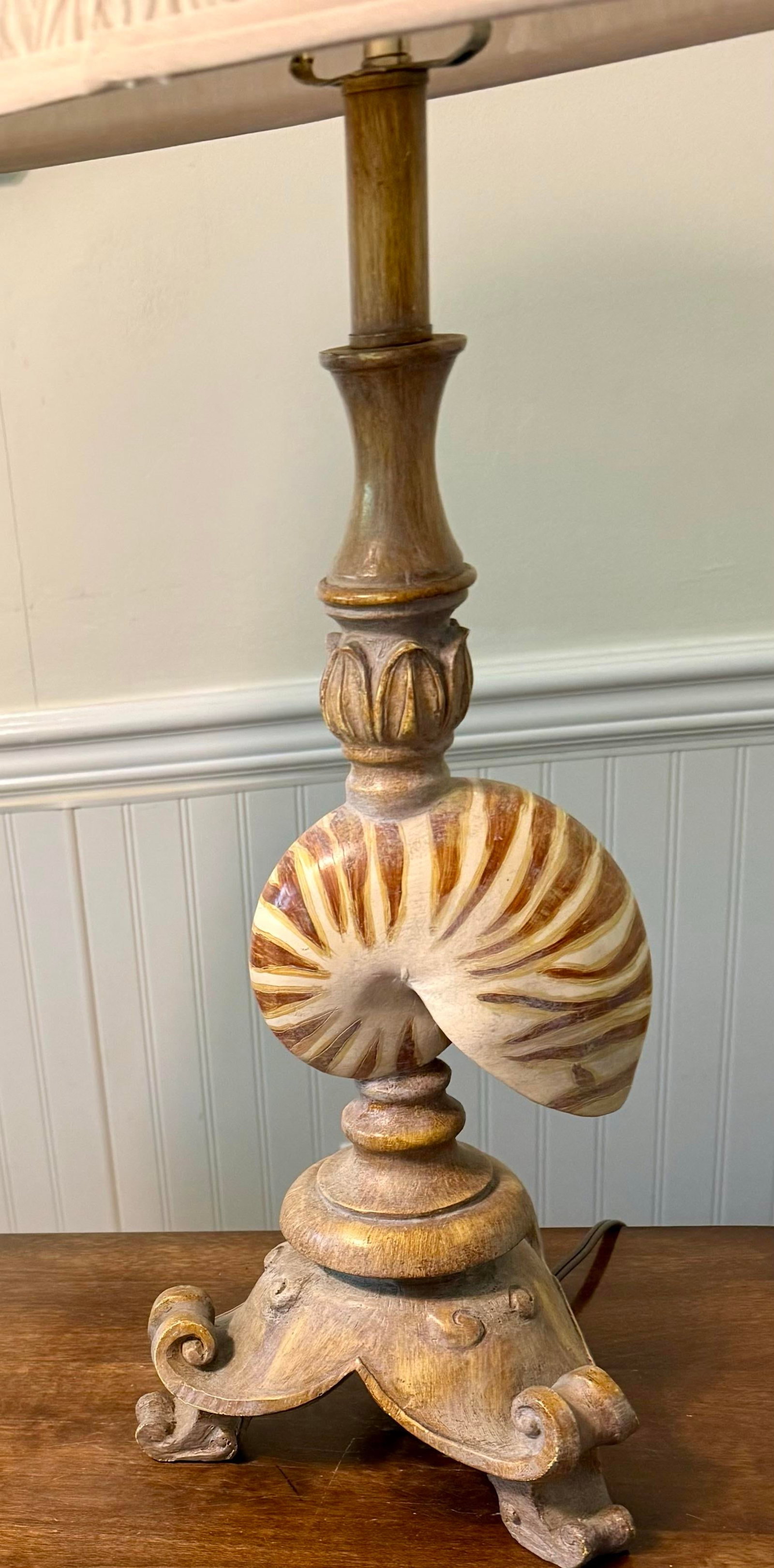 Mid 20th Century Nautilus Shell Table Lamps - a Pair - 2