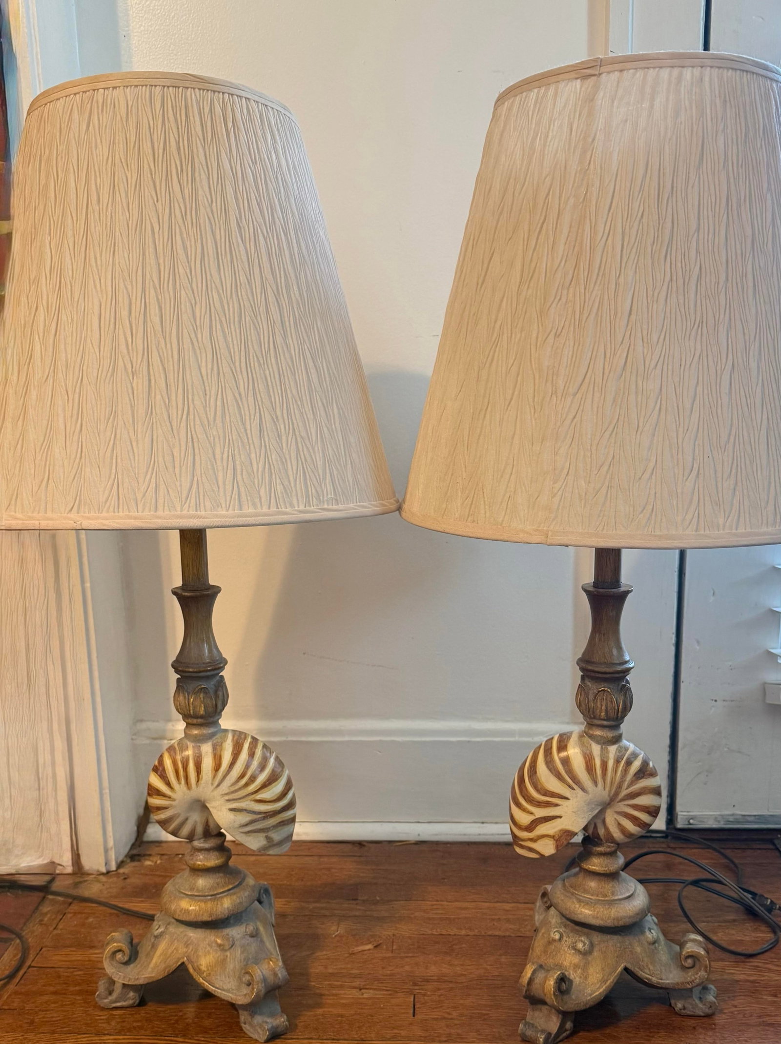 Mid 20th Century Nautilus Shell Table Lamps - a Pair - 3