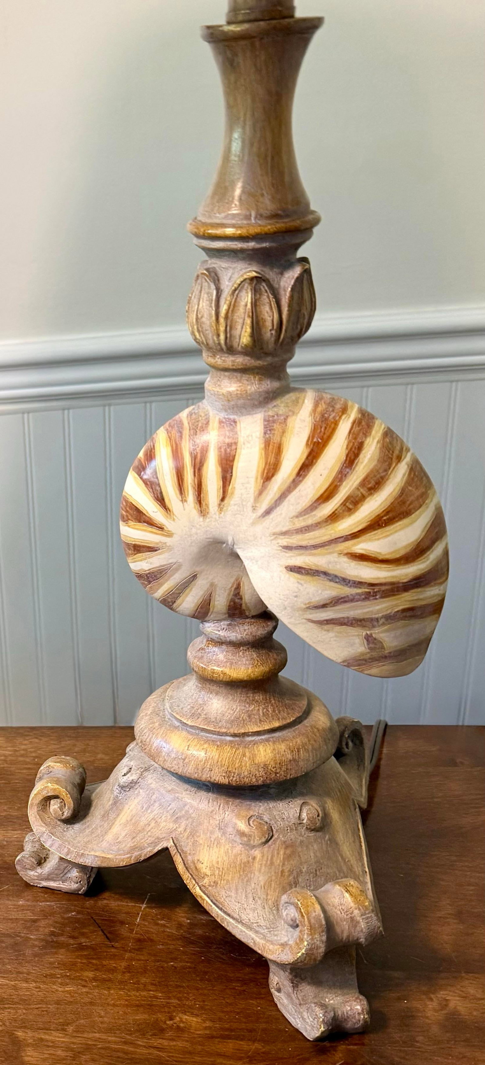 Mid 20th Century Nautilus Shell Table Lamps - a Pair - 4