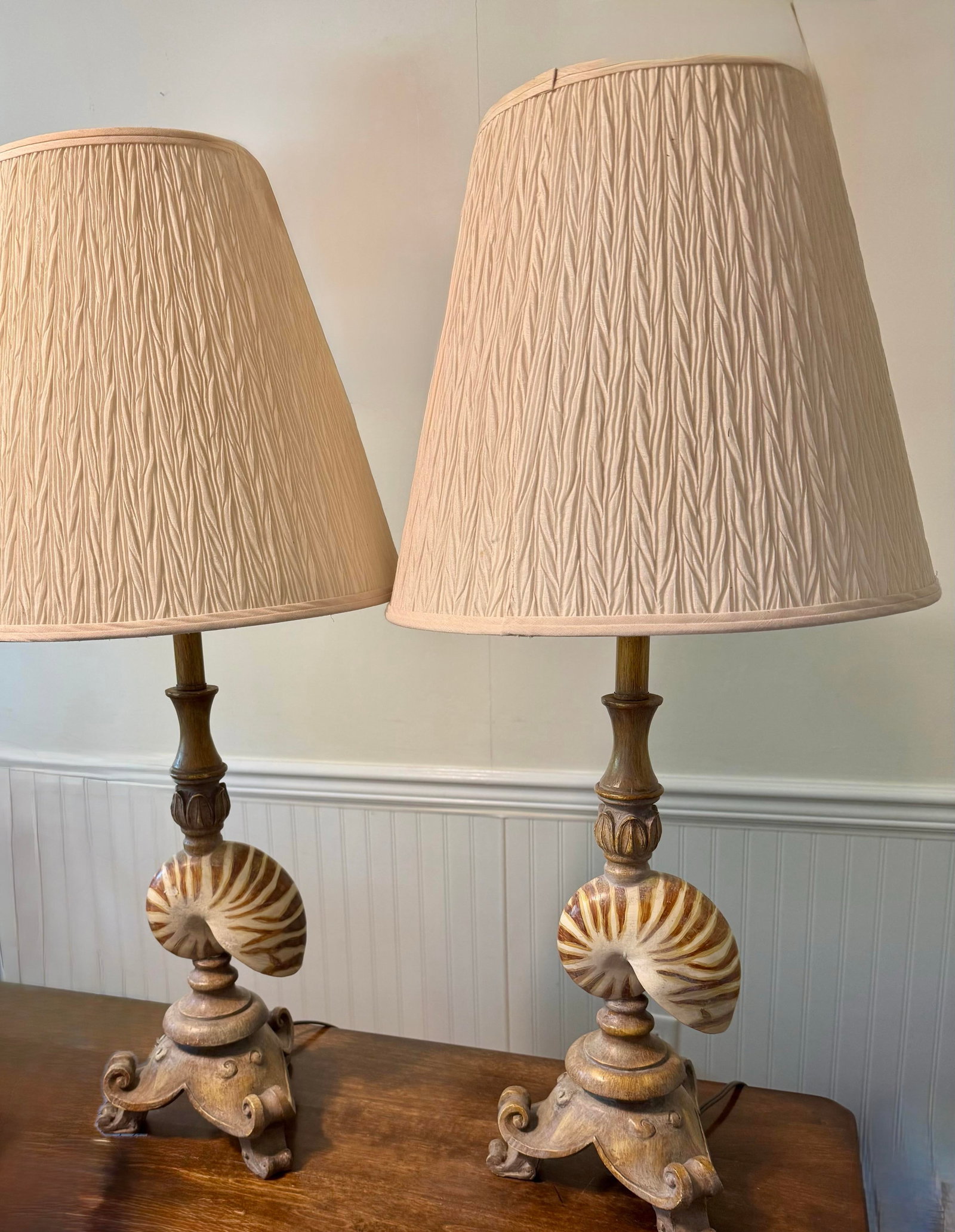 Mid 20th Century Nautilus Shell Table Lamps - a Pair - 9