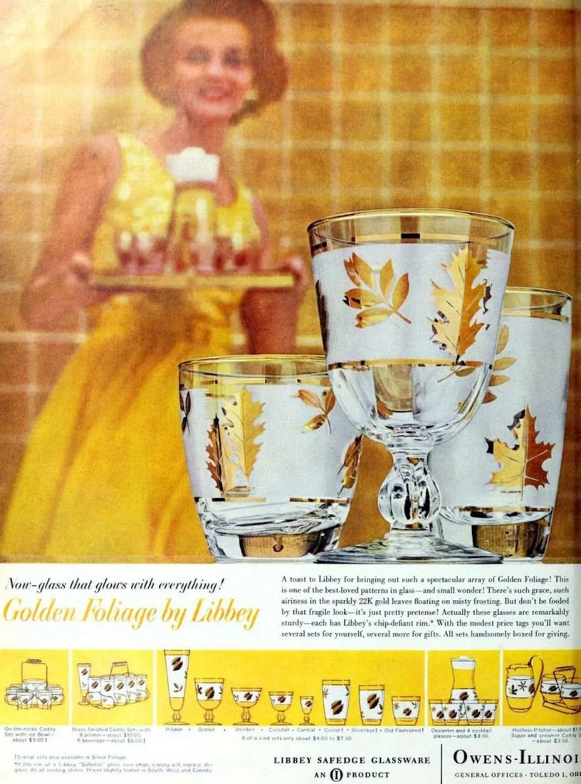 Vintage Midcentury Libbey Frosted and Golden Foliage Cocktail Glasses - Set of 13 - 10