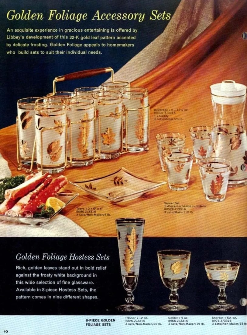 Vintage Midcentury Libbey Frosted and Golden Foliage Cocktail Glasses - Set of 13 - 2