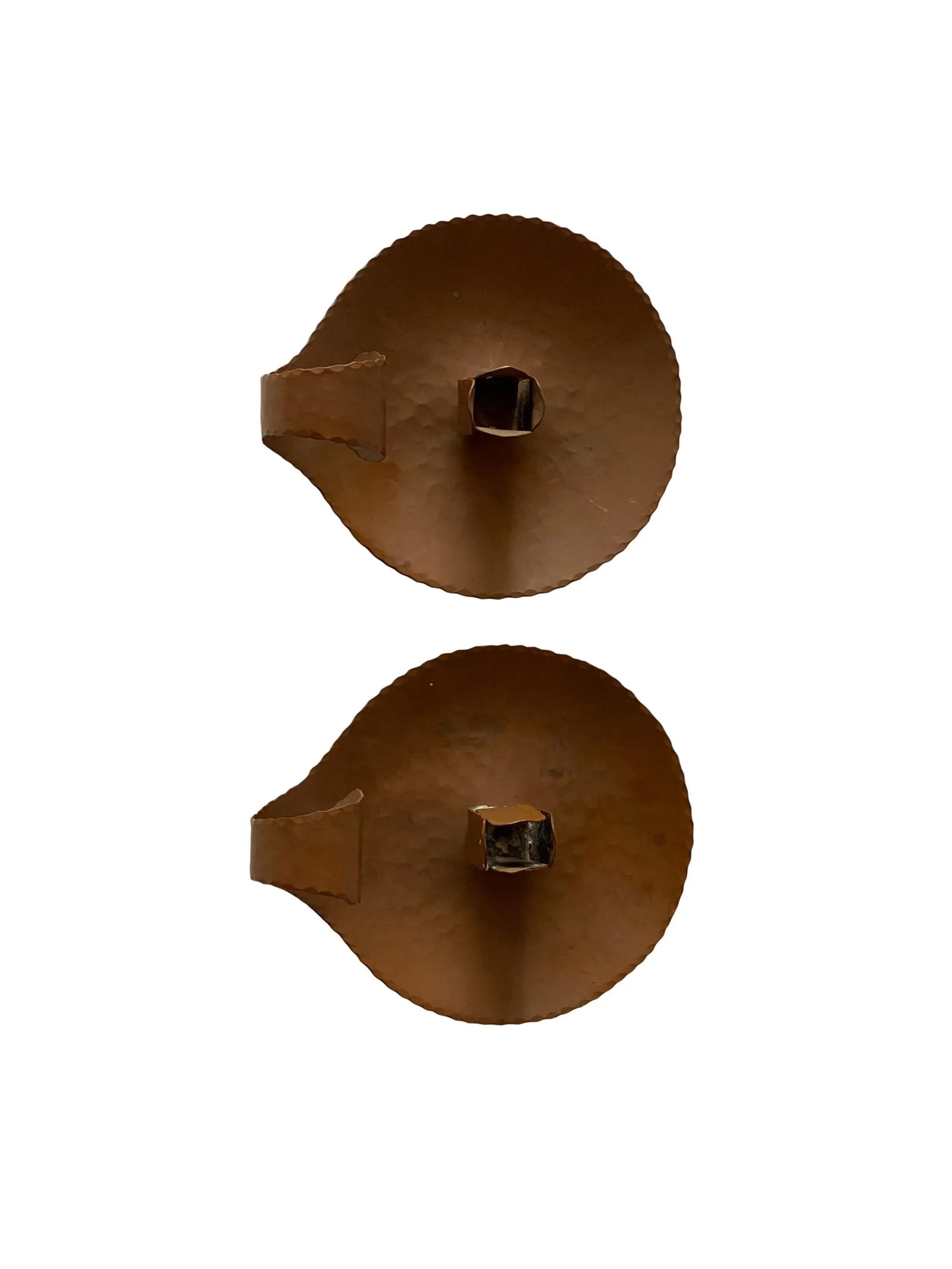 1945 Arts & Crafts-Style Armenac Hairenian Hammered Cooper Candle Holders - a Pair - 2