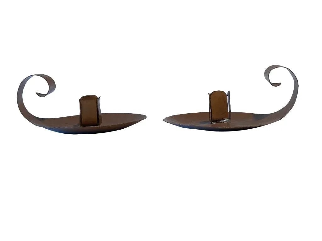 1945 Arts & Crafts-Style Armenac Hairenian Hammered Cooper Candle Holders - a Pair - 5