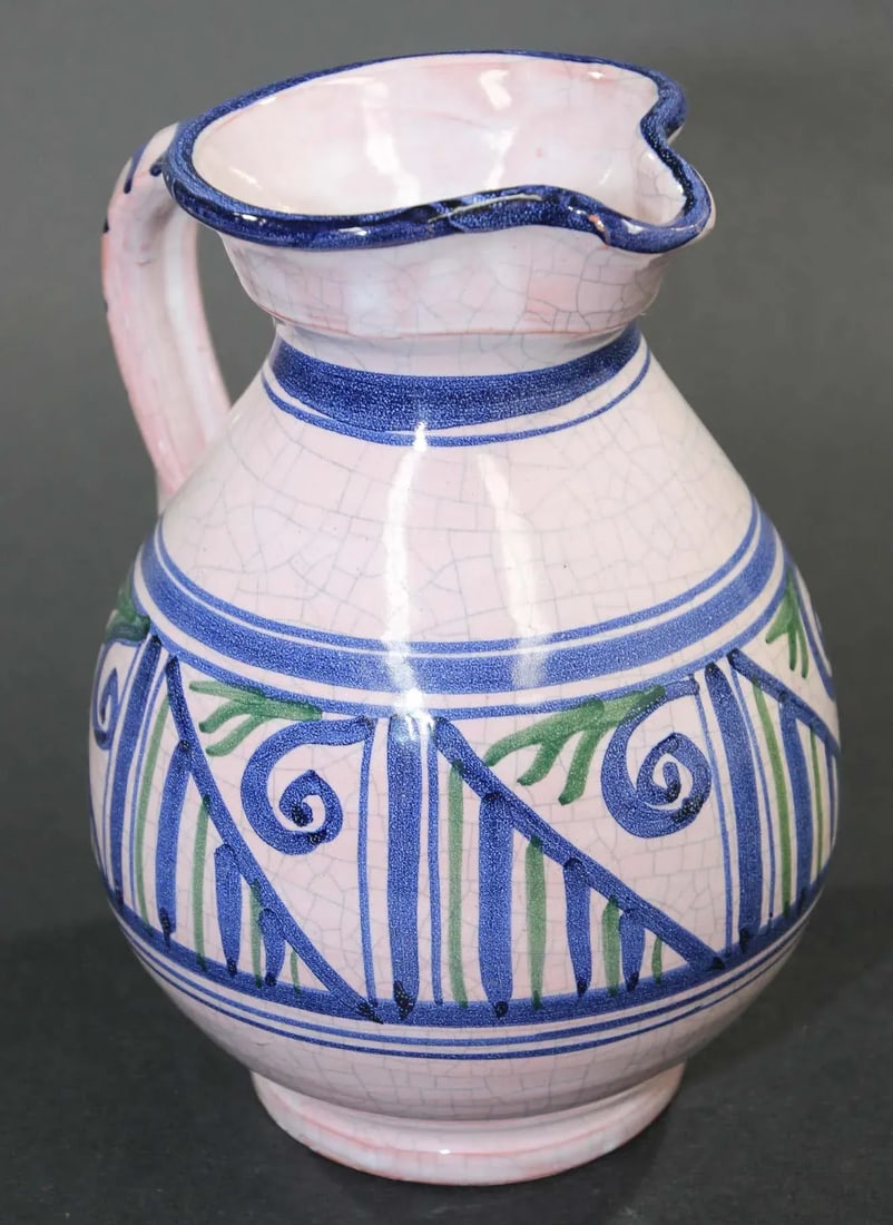 1960s Talavera Handcrafted Ceramic Glazed Vase Pitcher - 10