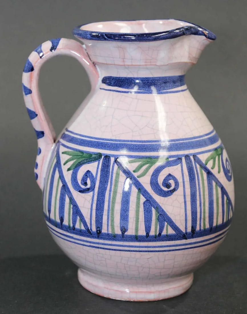 1960s Talavera Handcrafted Ceramic Glazed Vase Pitcher - 11
