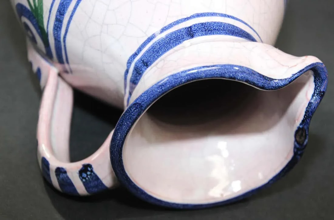 1960s Talavera Handcrafted Ceramic Glazed Vase Pitcher - 12