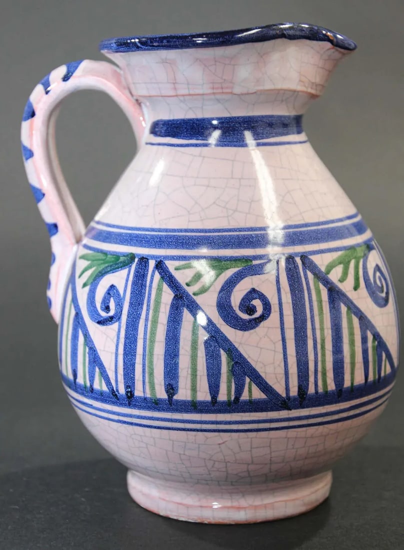 1960s Talavera Handcrafted Ceramic Glazed Vase Pitcher - 2