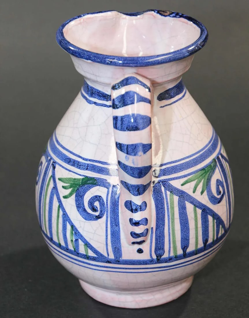 1960s Talavera Handcrafted Ceramic Glazed Vase Pitcher - 5