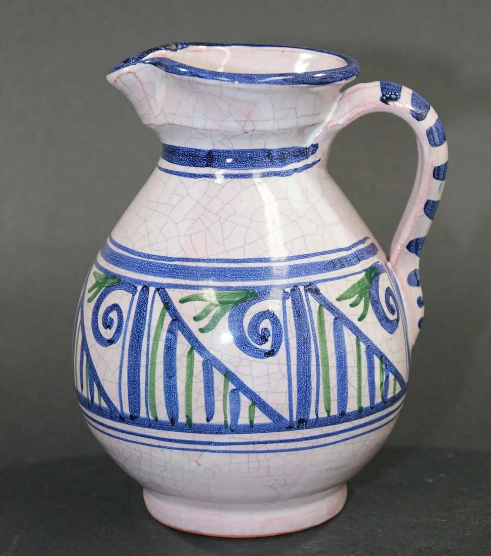 1960s Talavera Handcrafted Ceramic Glazed Vase Pitcher - 7
