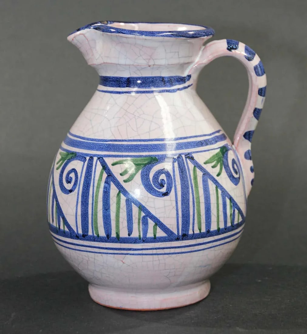 1960s Talavera Handcrafted Ceramic Glazed Vase Pitcher - 8
