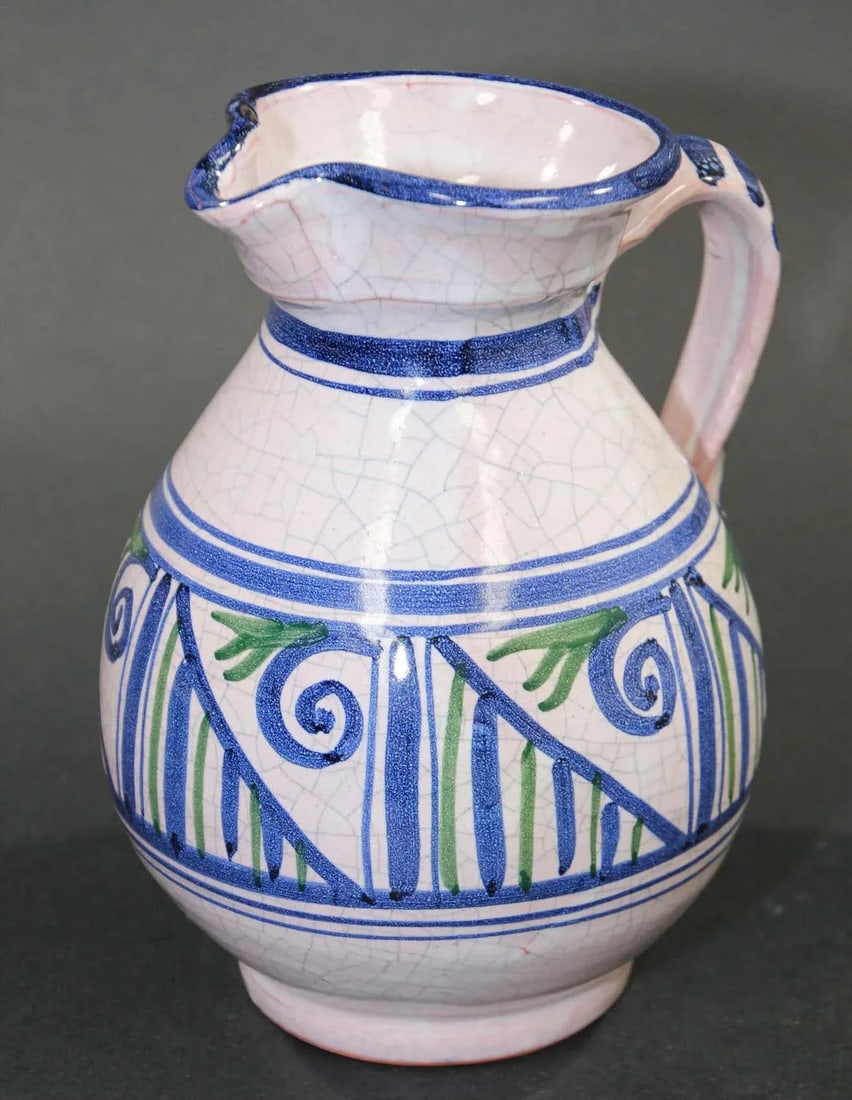 1960s Talavera Handcrafted Ceramic Glazed Vase Pitcher - 9