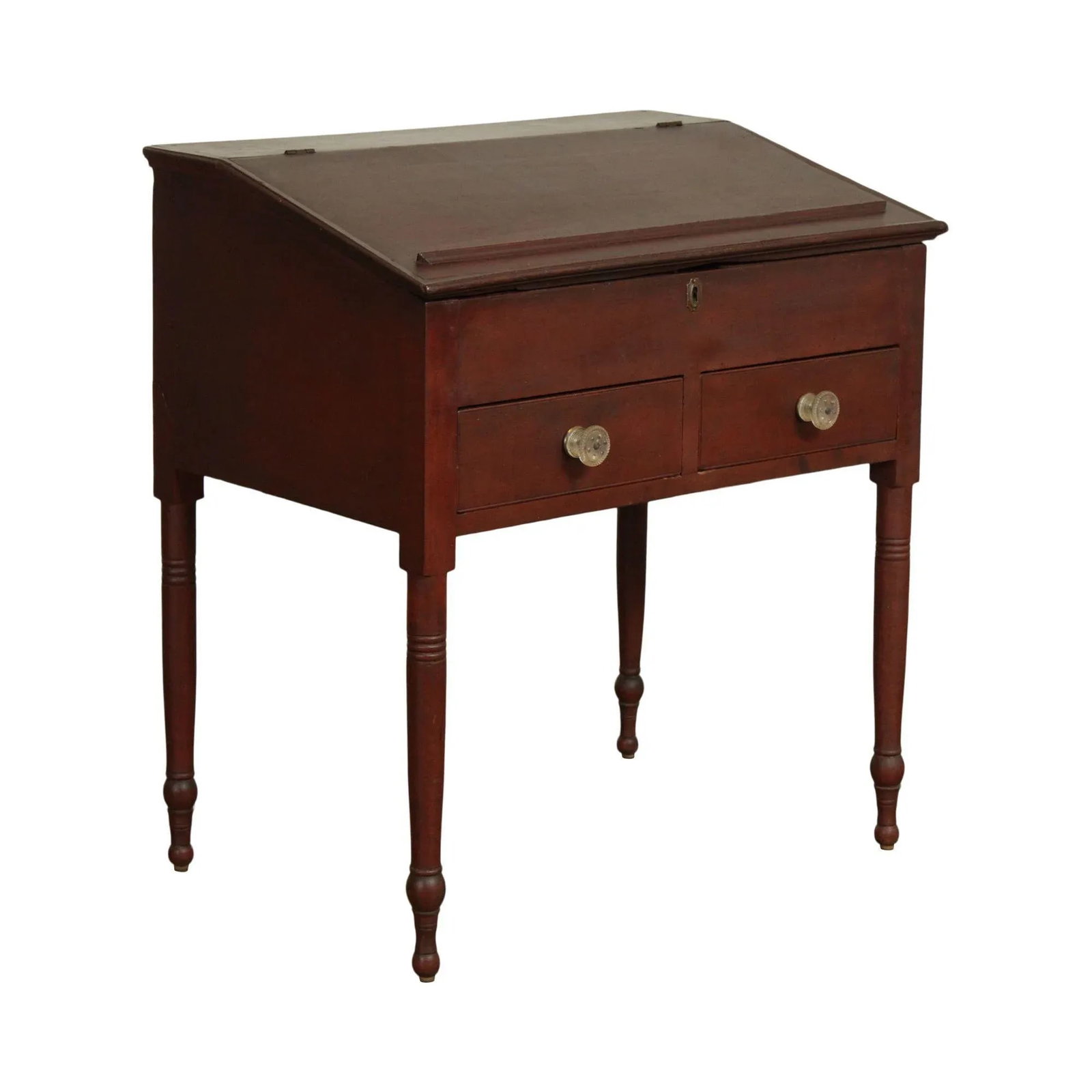 Antique 19th Century Red Painted Primitive Slant Top School Masters Desk - 13