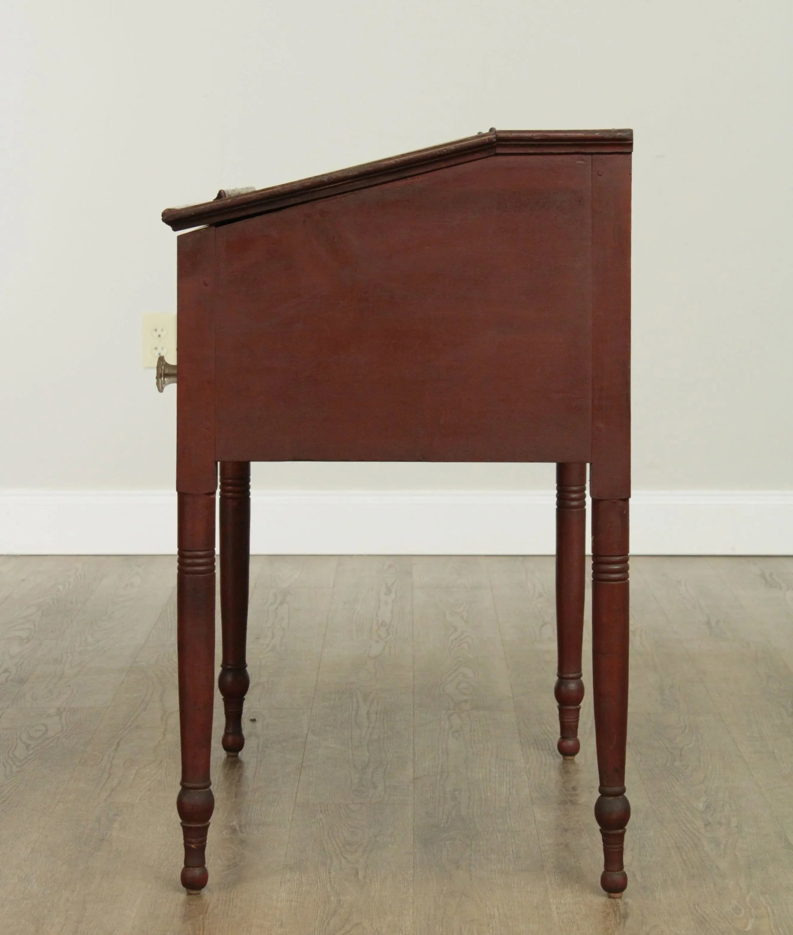 Antique 19th Century Red Painted Primitive Slant Top School Masters Desk - 4