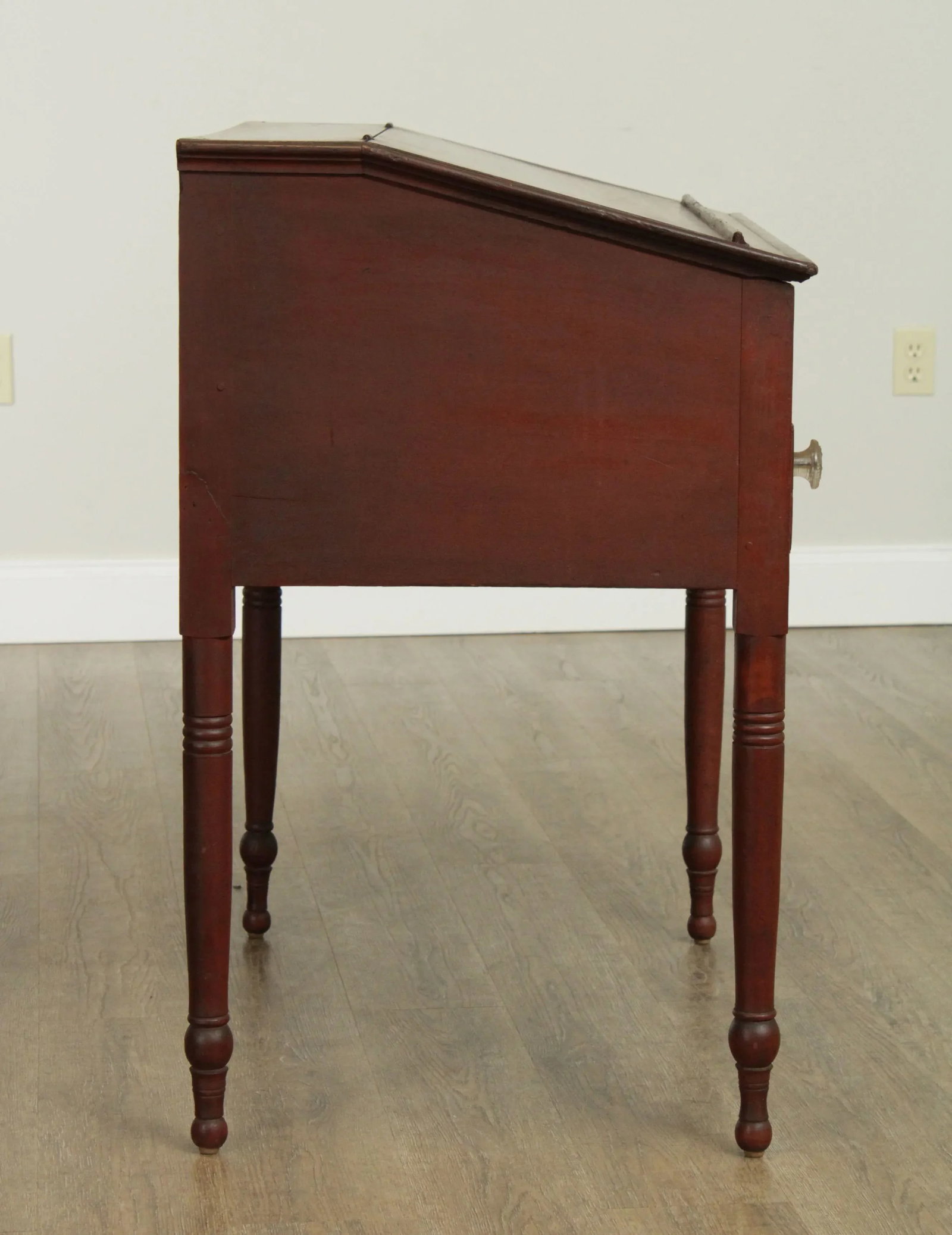 Antique 19th Century Red Painted Primitive Slant Top School Masters Desk - 6