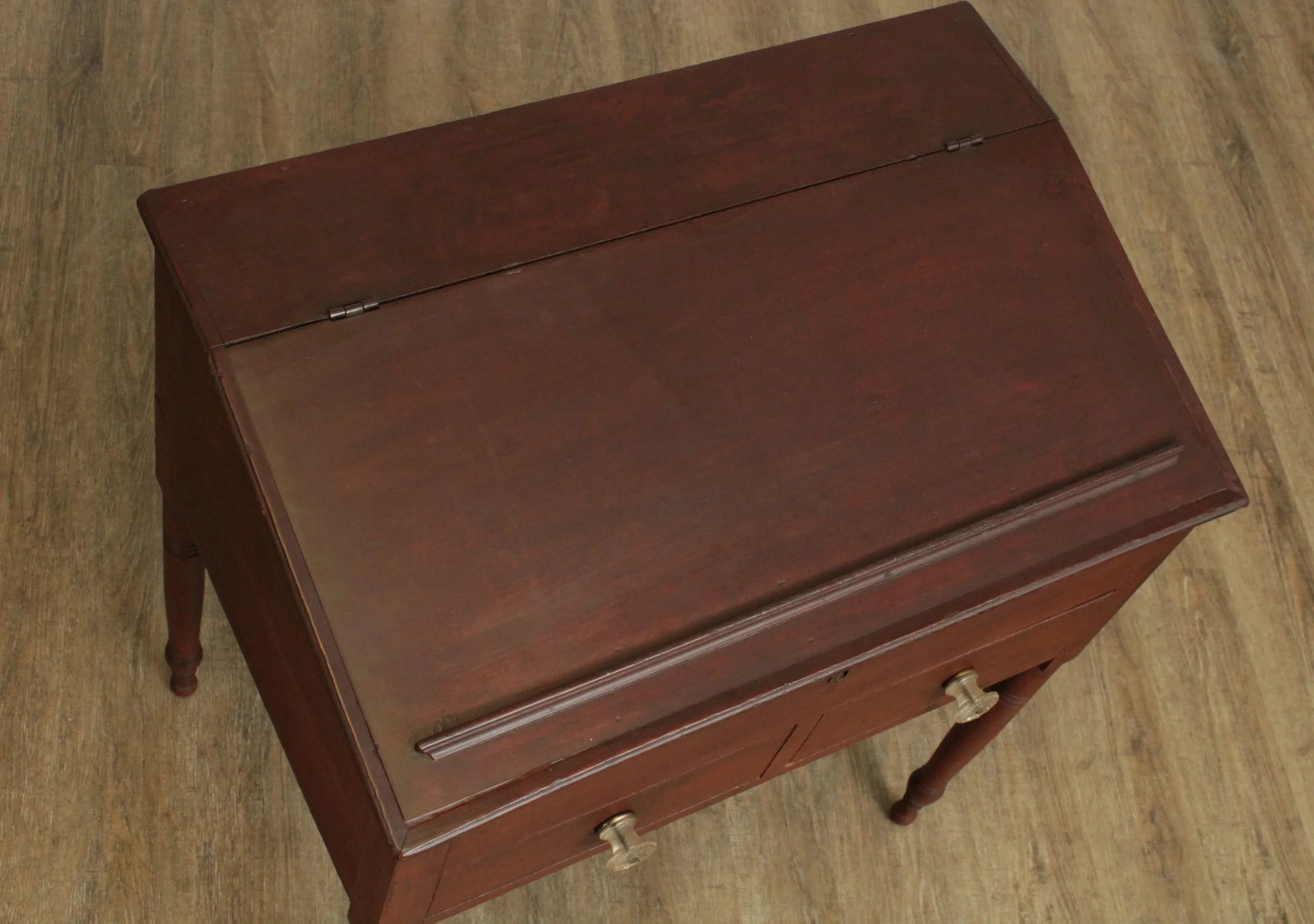 Antique 19th Century Red Painted Primitive Slant Top School Masters Desk - 7