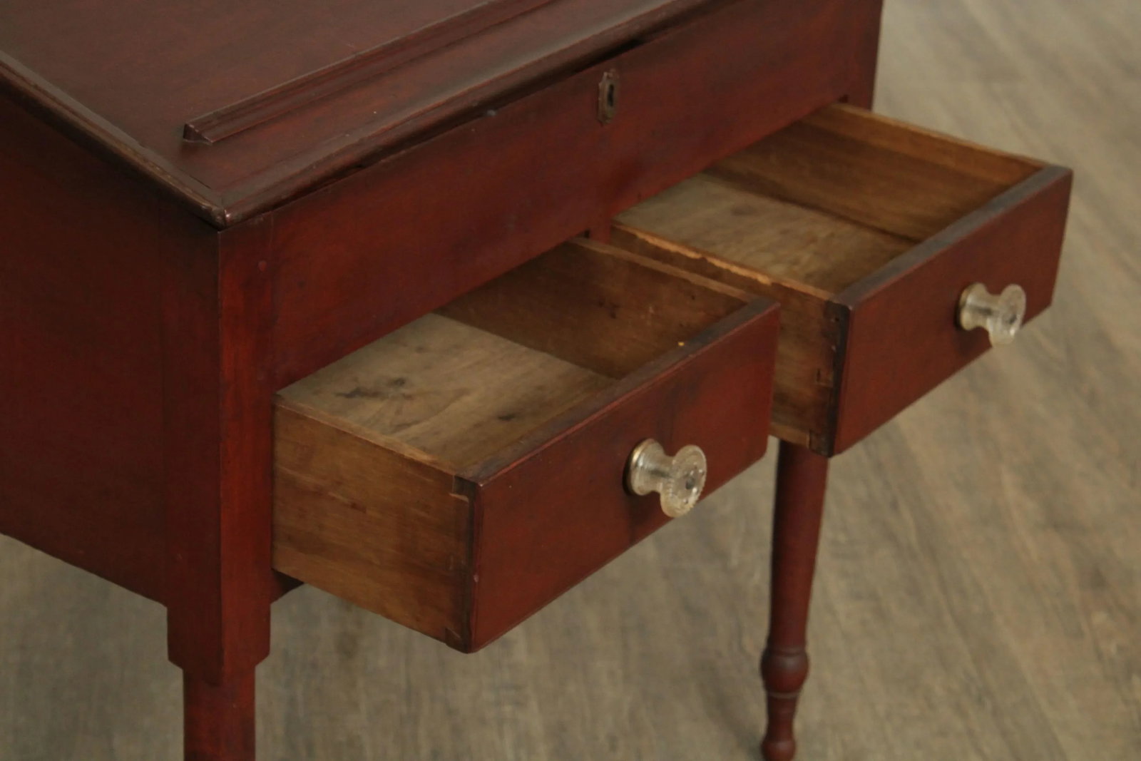 Antique 19th Century Red Painted Primitive Slant Top School Masters Desk - 9