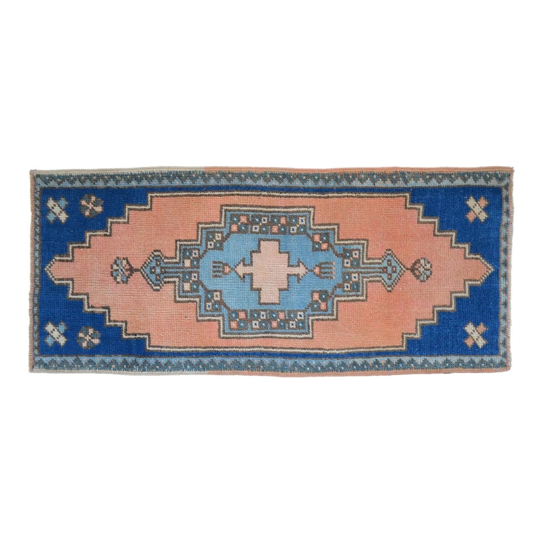 1970s Vintage Hand Knotted Turkish Rug - 22"³ × 50"³: Hand Knotted Door Mat, Entryway Rug, Bath Mat, Kitchen Decor, Small Rug, Laundry Decor Dimensions: 21.6" x 50" or 1 ft 10 in × 4 ft 2 in Material : Wool on wool Age: About 40-50 years old Weight:
