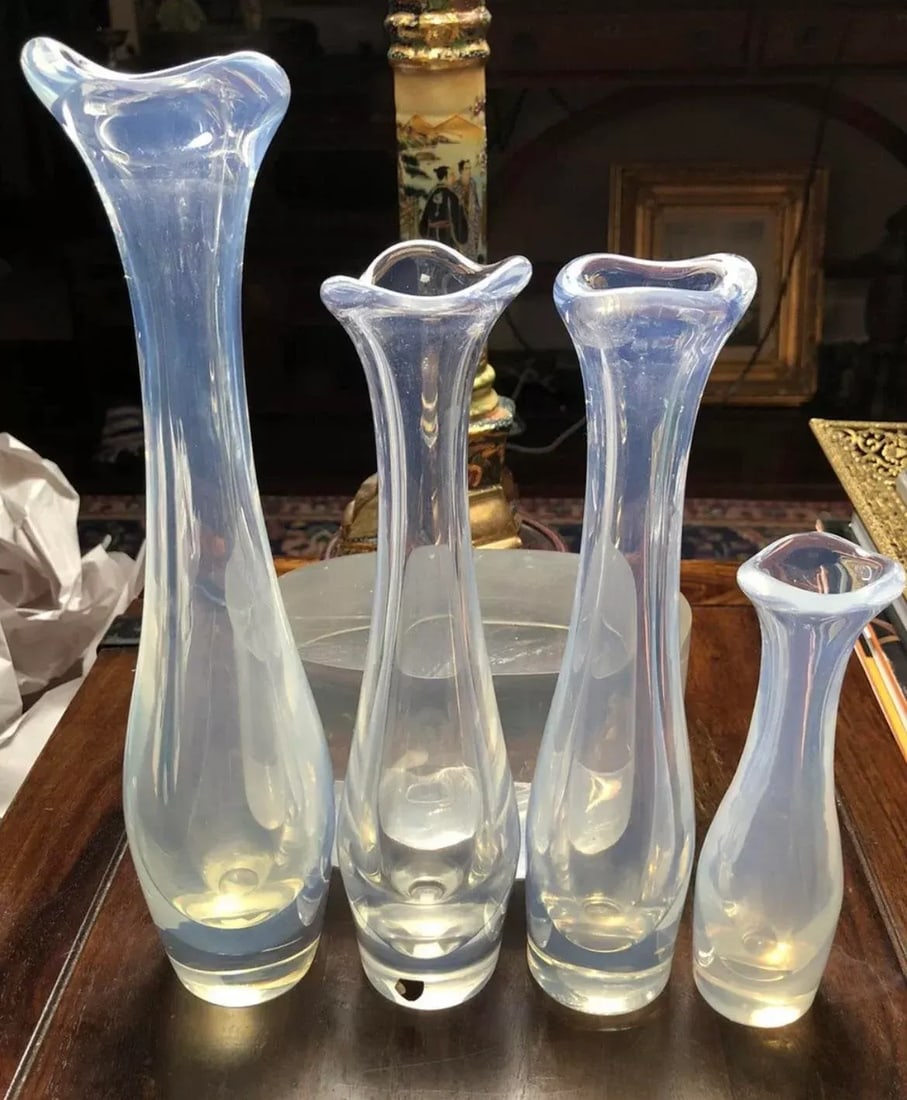 1950s Sven Palmqvist for Orrefors Opalescent Art Glass Bud Vases - Set of 4 - 8