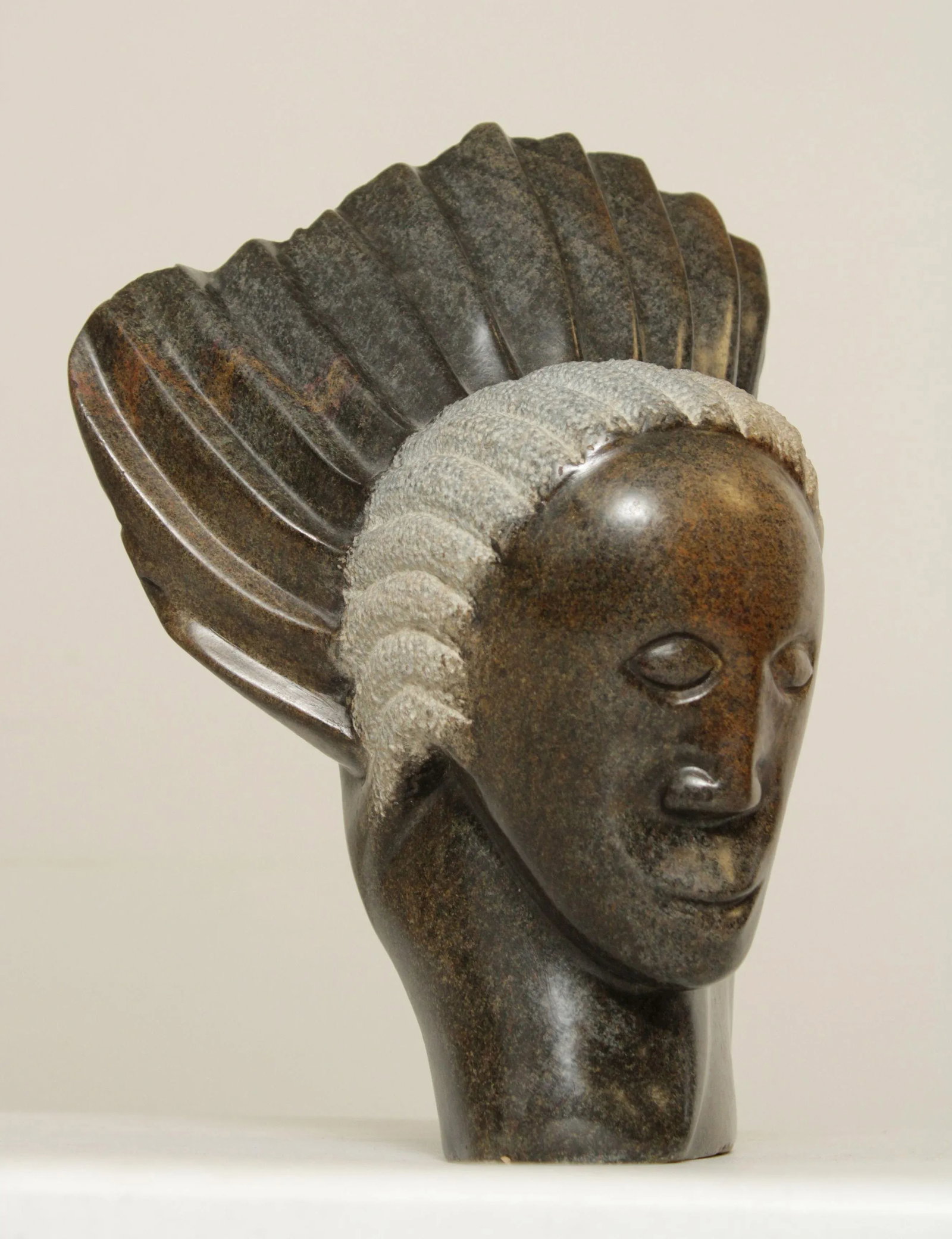 Late 20th Century Modern Bust Shona Stone Sculpture by Locardia Ndandarika - 6