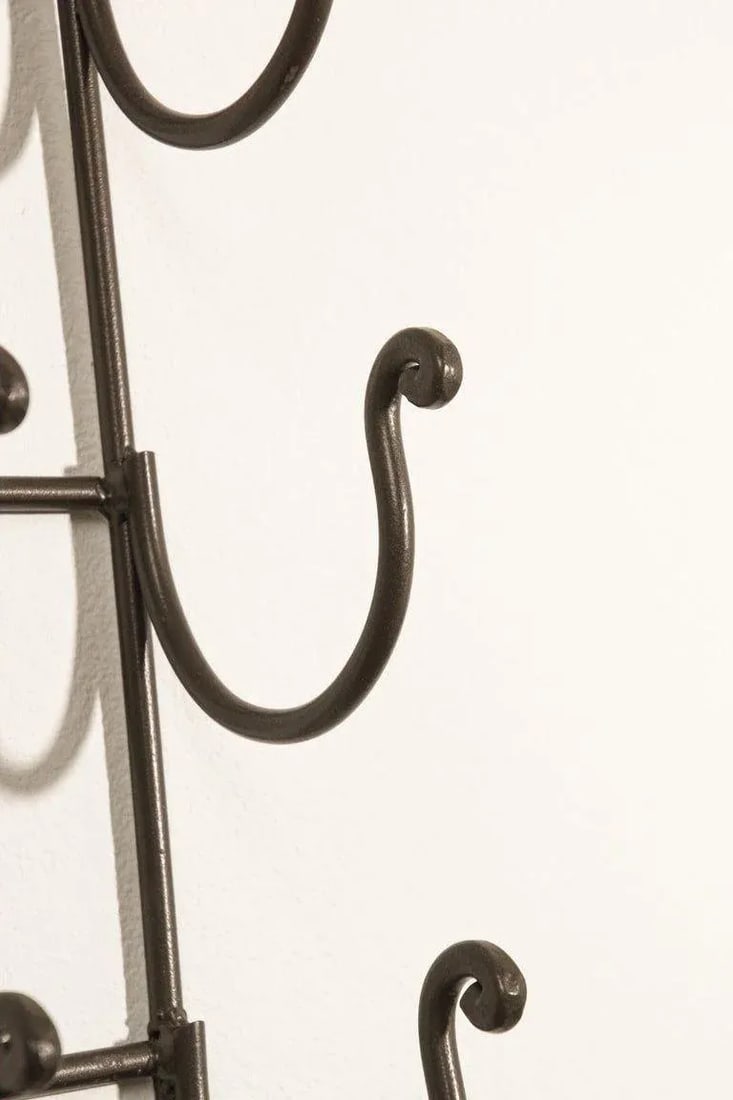 Wrought Iron Hand Forged Wall Mount Wine Rack - 12