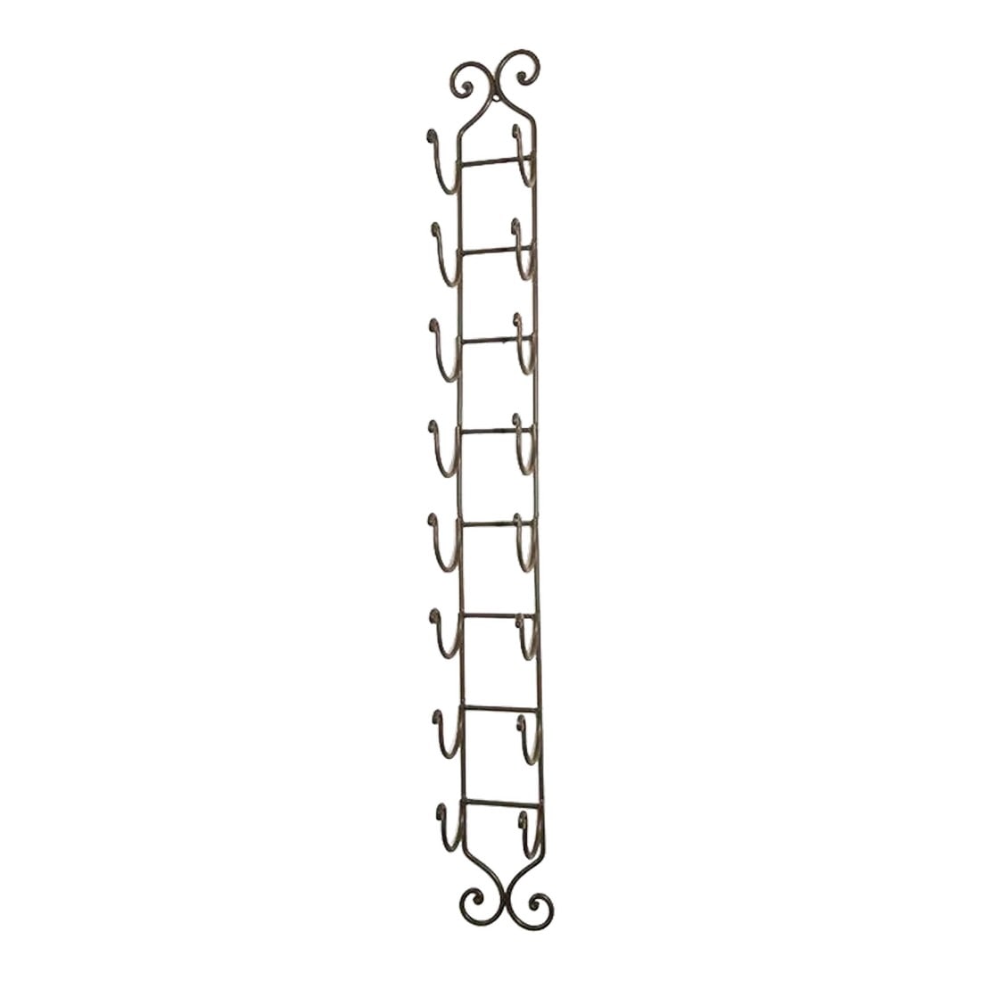 Wrought Iron Hand Forged Wall Mount Wine Rack: Wrought iron hand forged wall mount wine rack.Wall mount wine rack in wrought iron finish, the open metal design draws attention to your most coveted wine labels.Beautiful and functional scrolled