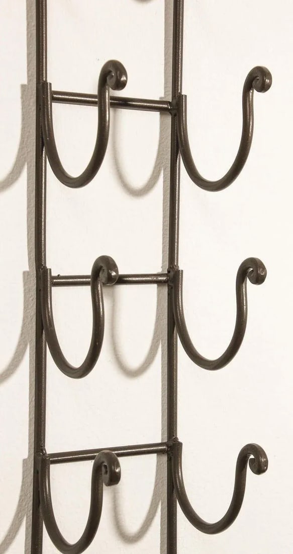 Wrought Iron Hand Forged Wall Mount Wine Rack - 7