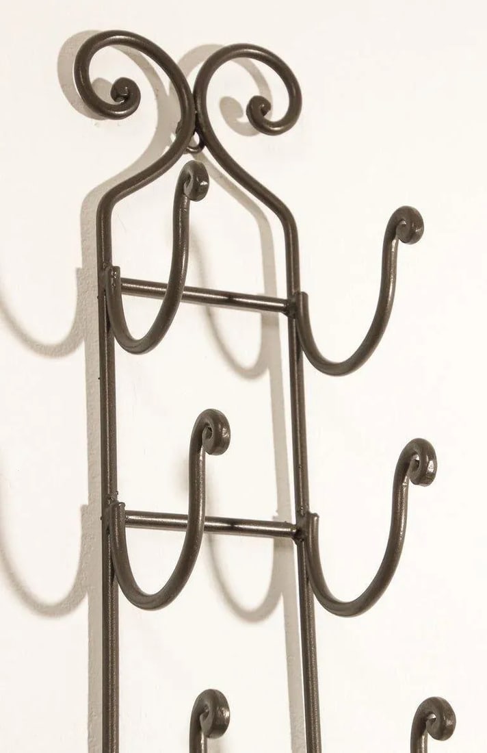 Wrought Iron Hand Forged Wall Mount Wine Rack - 8