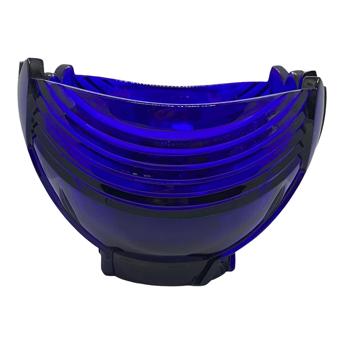 Vintage Cobalt Blue Art Deco Bowl With Tulip Design: Vintage Estate Heavy Cobalt Blue Art Deco Bowl With Tulip Design. This is a truly stunning bowl in excellent condition with no chips, cracks or repairs! There are a few minor scratches as a result of