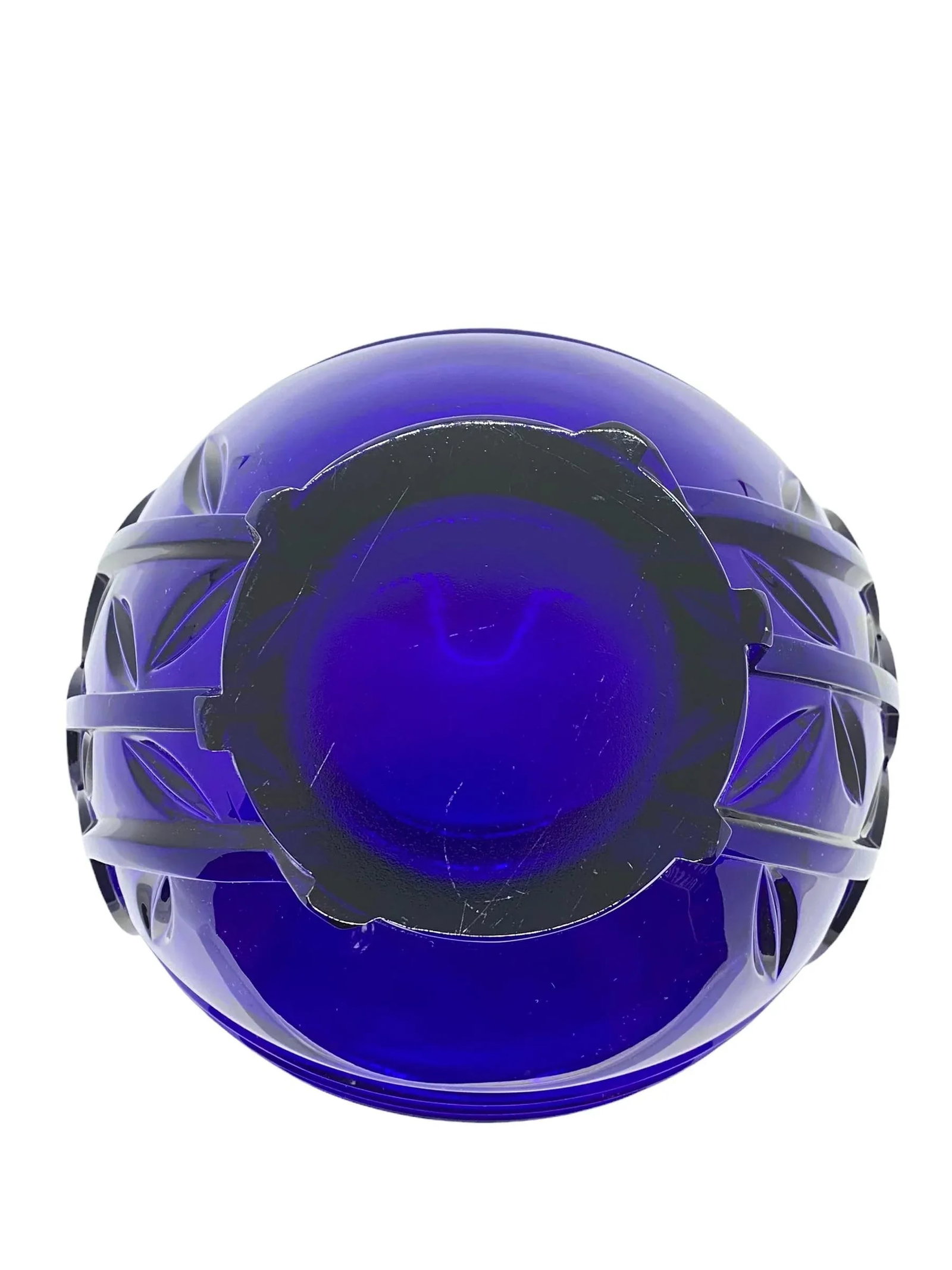 Vintage Cobalt Blue Art Deco Bowl With Tulip Design - 9