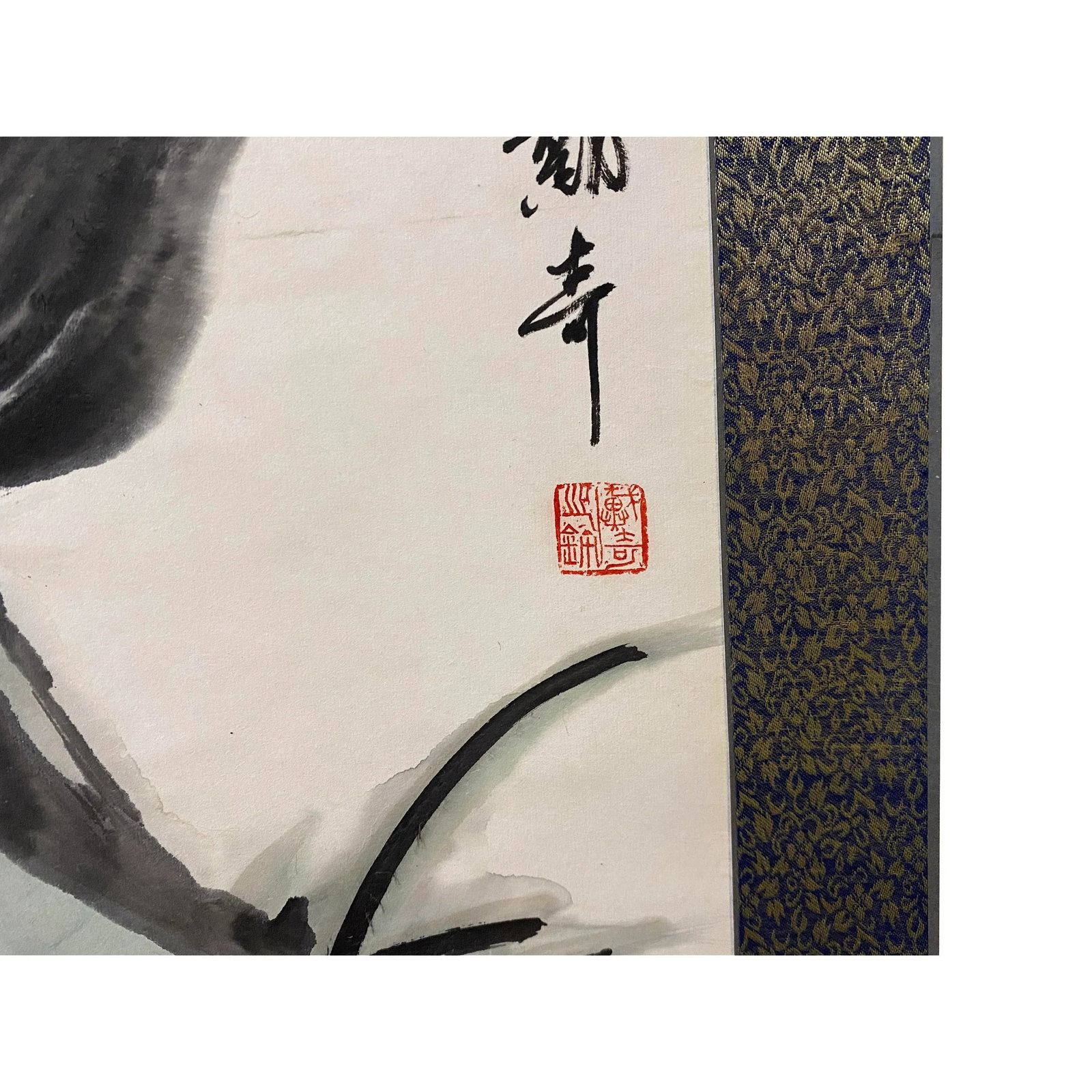 Chinese Black White Ink Lion Theme Scroll Painting Original Wall Art - 5