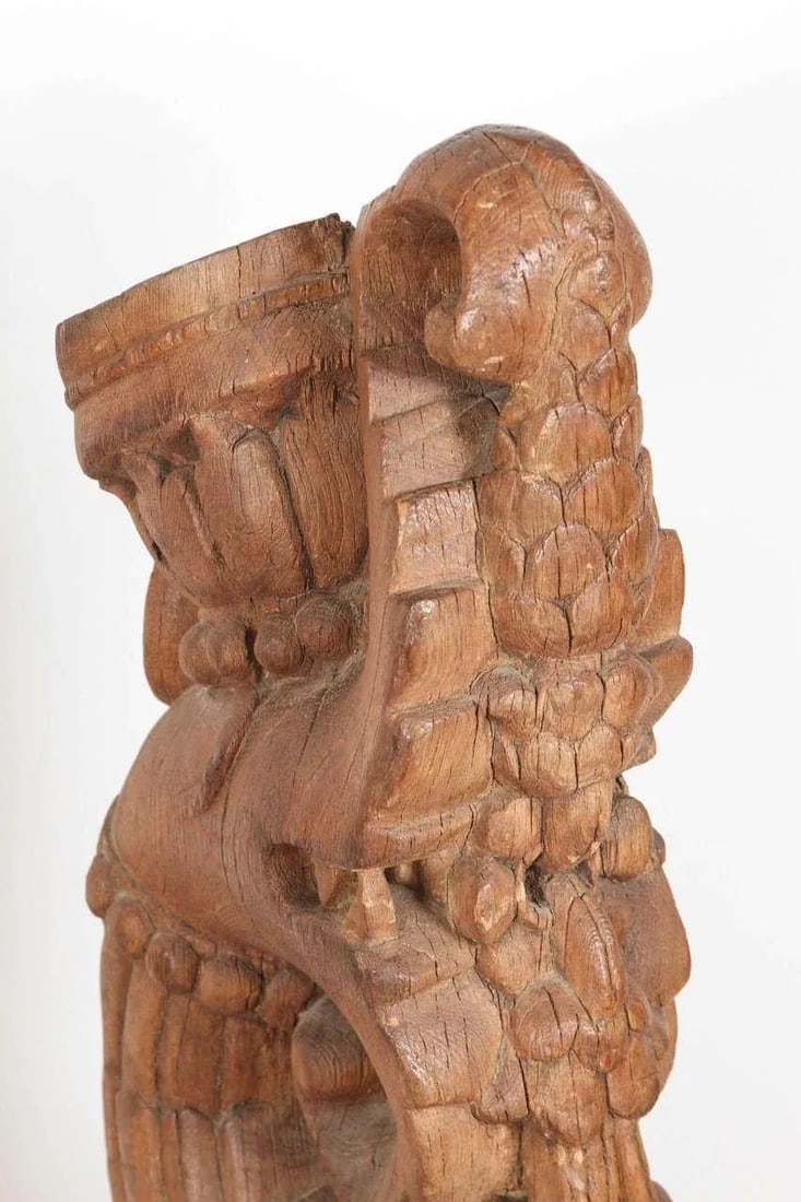 Architectural Carved Wood Temple Truss From India - a Pair - 3