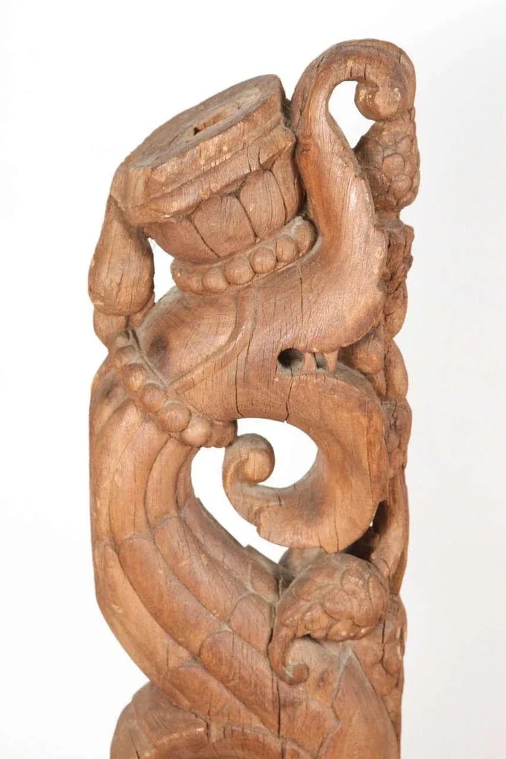 Architectural Carved Wood Temple Truss From India - a Pair - 7