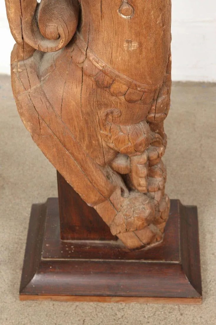 Architectural Carved Wood Temple Truss From India - a Pair - 8