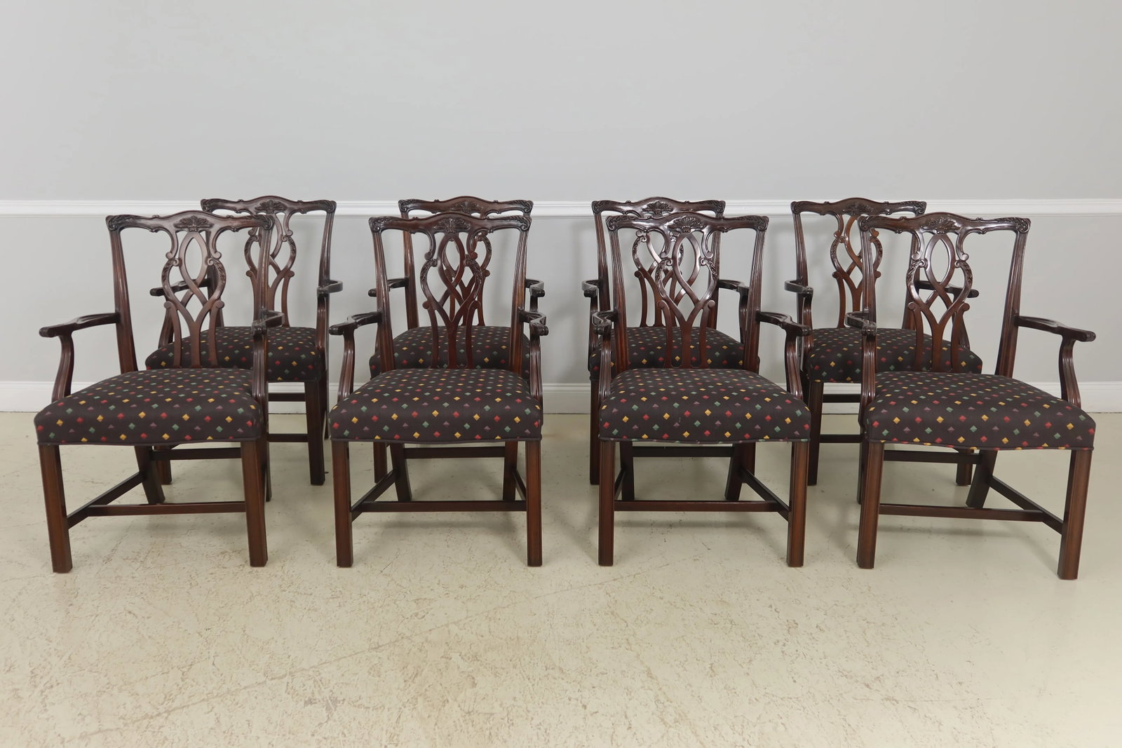 Set of 8 Kindel Oxford Mahogany Chippendale Armchairs - 13