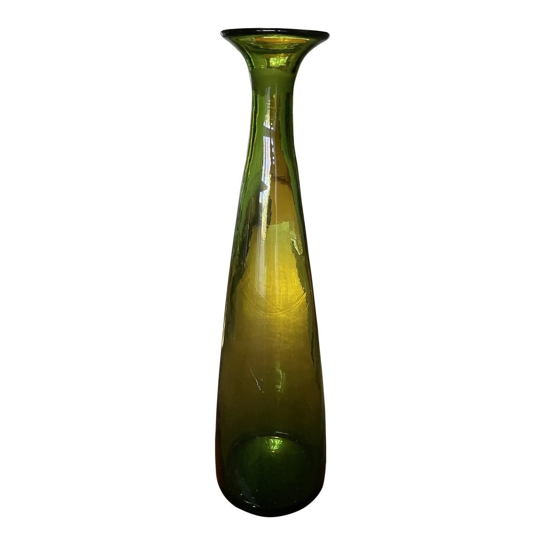 Extra Large Mid Century Blenko Glass Bottle: Although Blenko is usually associated with Mid-Century Modernism, the company actually started in 1893. Originally named the Eureka Glass Company, the company's original claim to fame was glass made