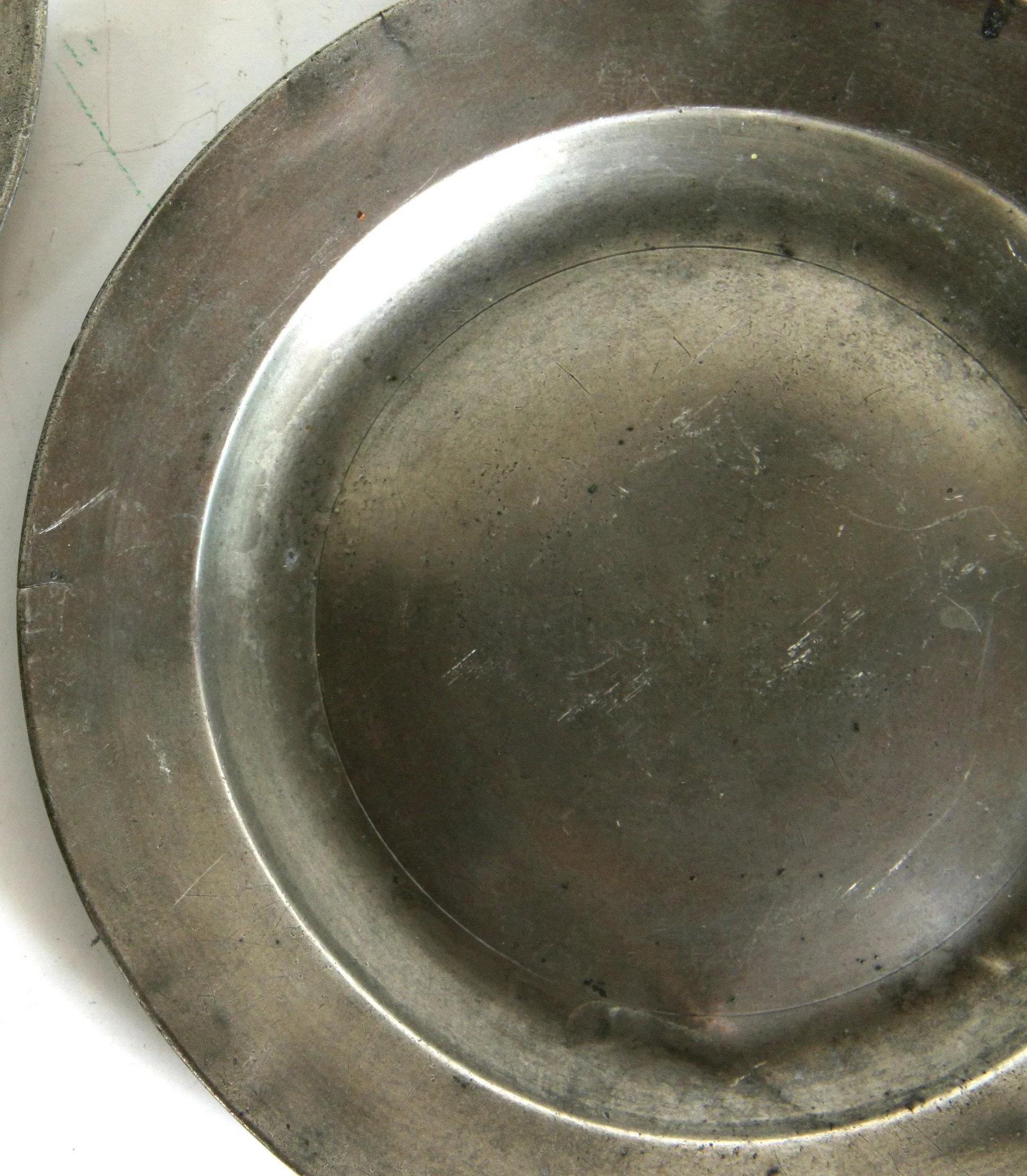 Antique 18th C. Georgian Distressed English Pewter Dinner Plates From London - a Pair - 4