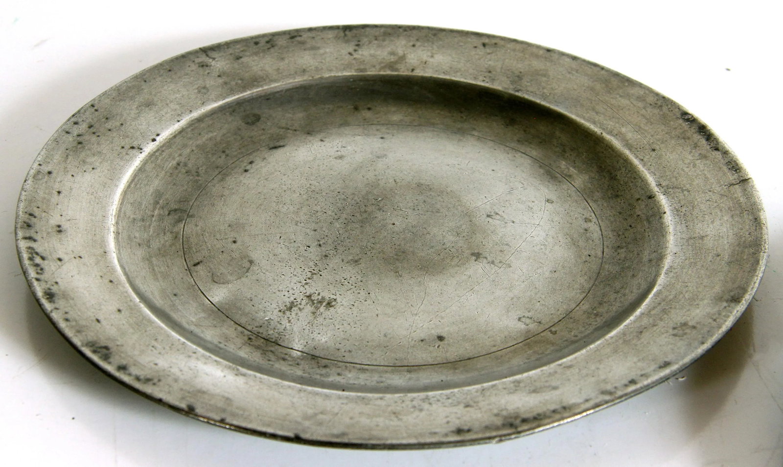 Antique 18th C. Georgian Distressed English Pewter Dinner Plates From London - a Pair - 5