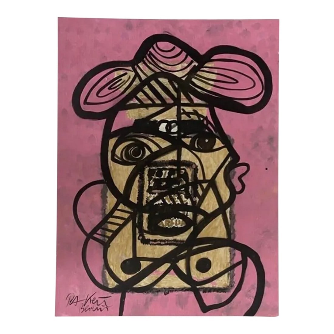 1980s "The Real Chanel Lady" Acrylic Painting by Artist Peter Keil: Peter Keil is a German artist that focuses primarily on abstract expressionism. Keil painted with some of the greats including Joan MirÃ³, Pablo Picasso and Andy Warhol, to name a few. This