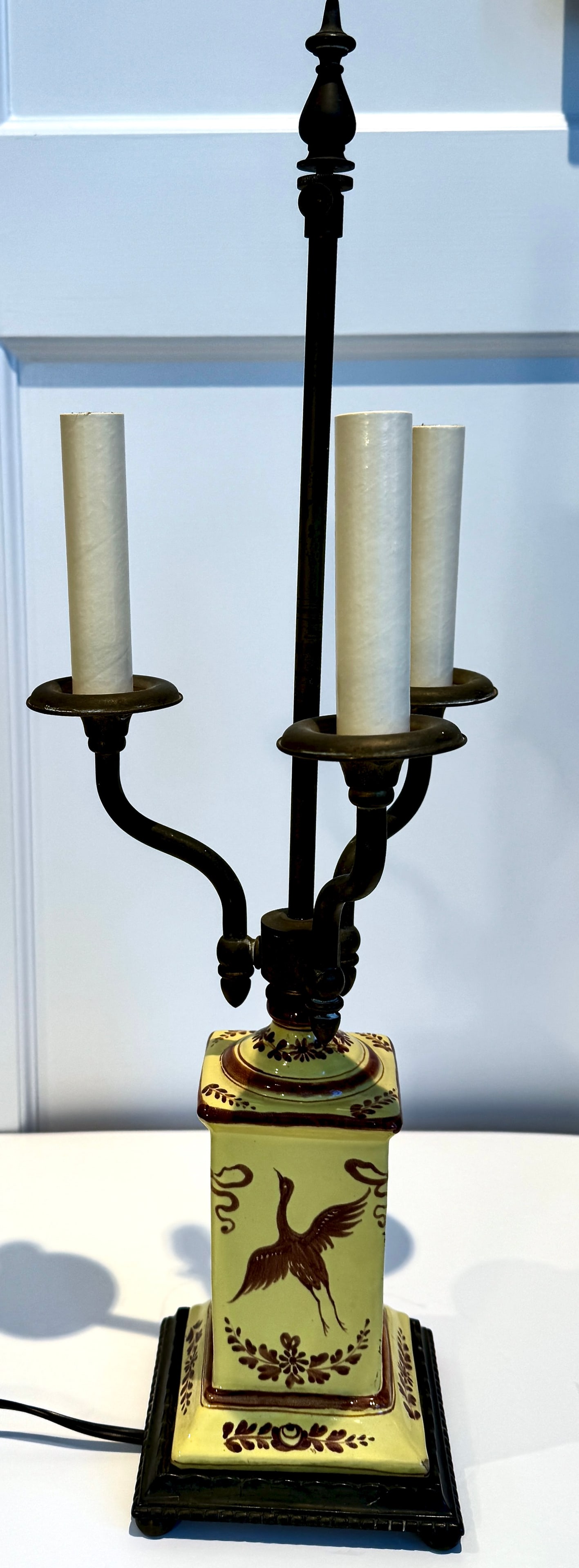 Hand Painted Ceramic Table Lamp, Bouillotte Style - 14