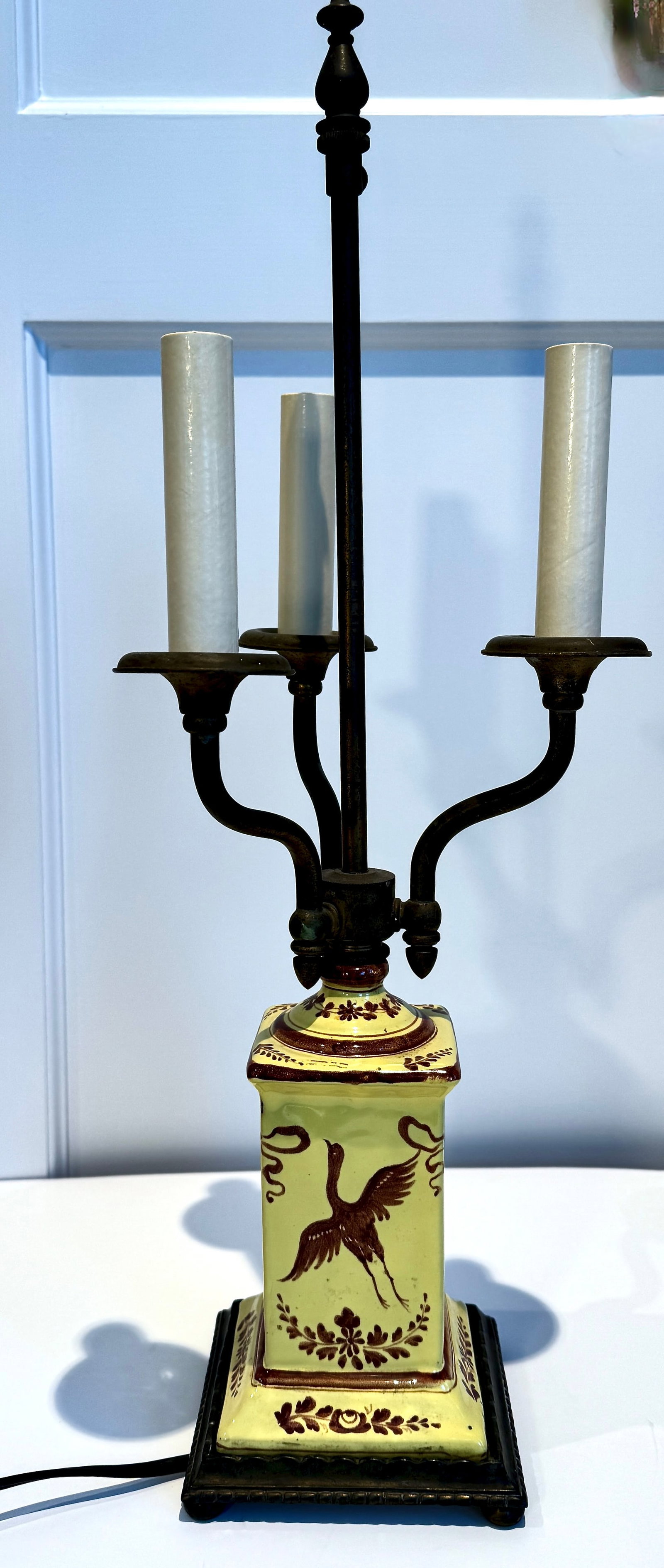 Hand Painted Ceramic Table Lamp, Bouillotte Style - 15