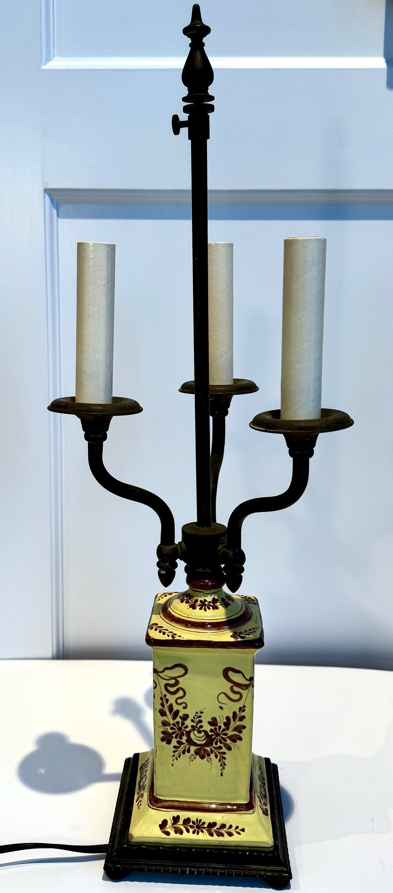 Hand Painted Ceramic Table Lamp, Bouillotte Style - 16