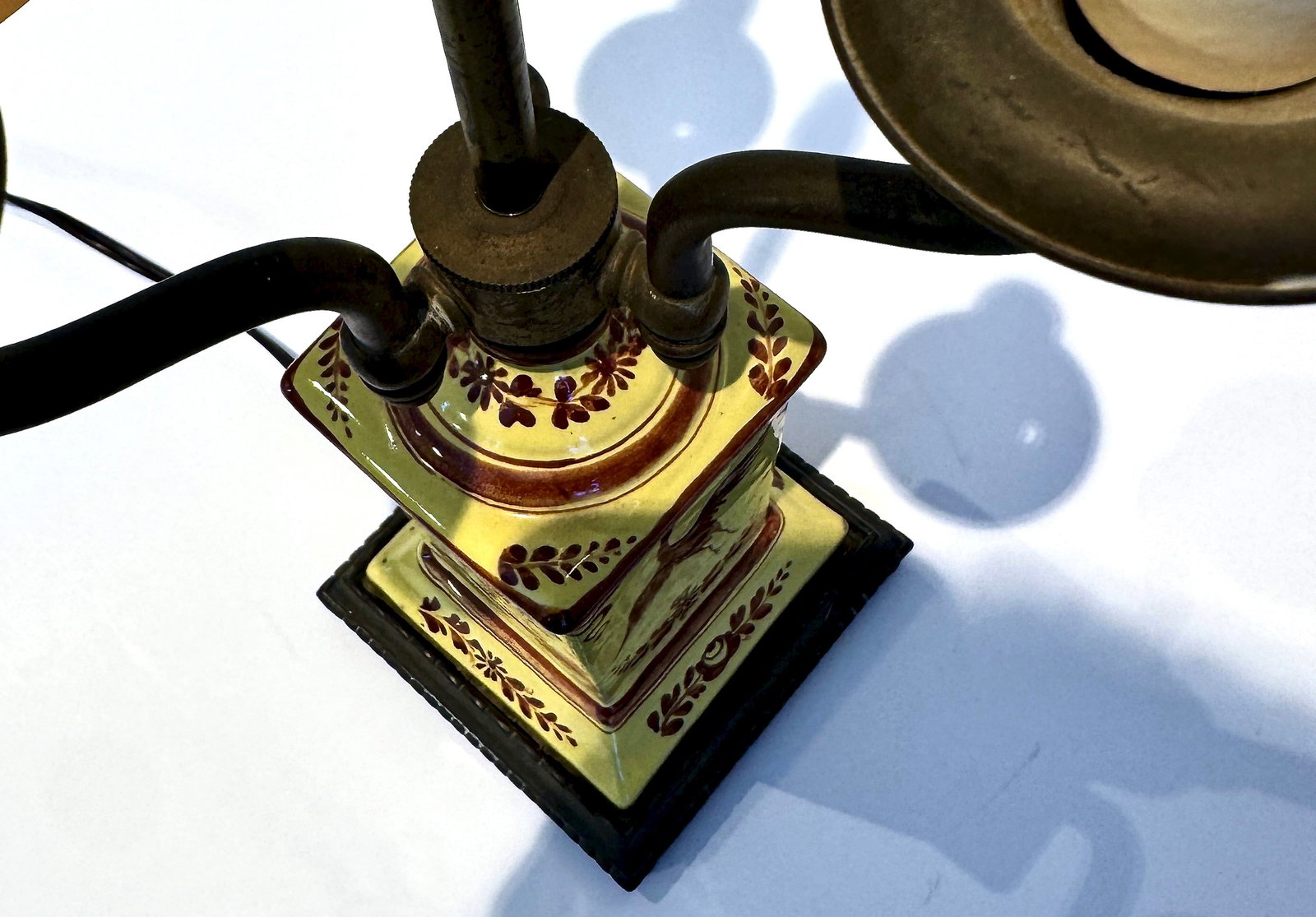 Hand Painted Ceramic Table Lamp, Bouillotte Style - 17