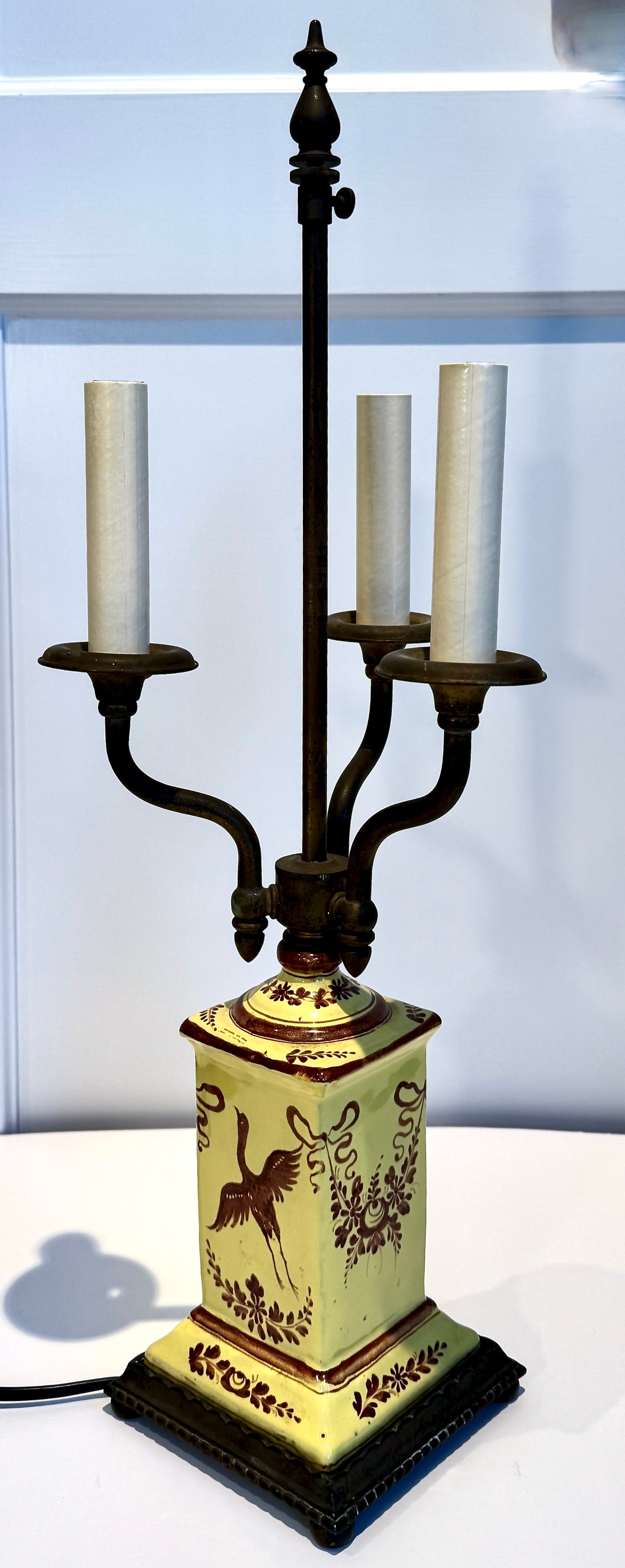 Hand Painted Ceramic Table Lamp, Bouillotte Style - 5