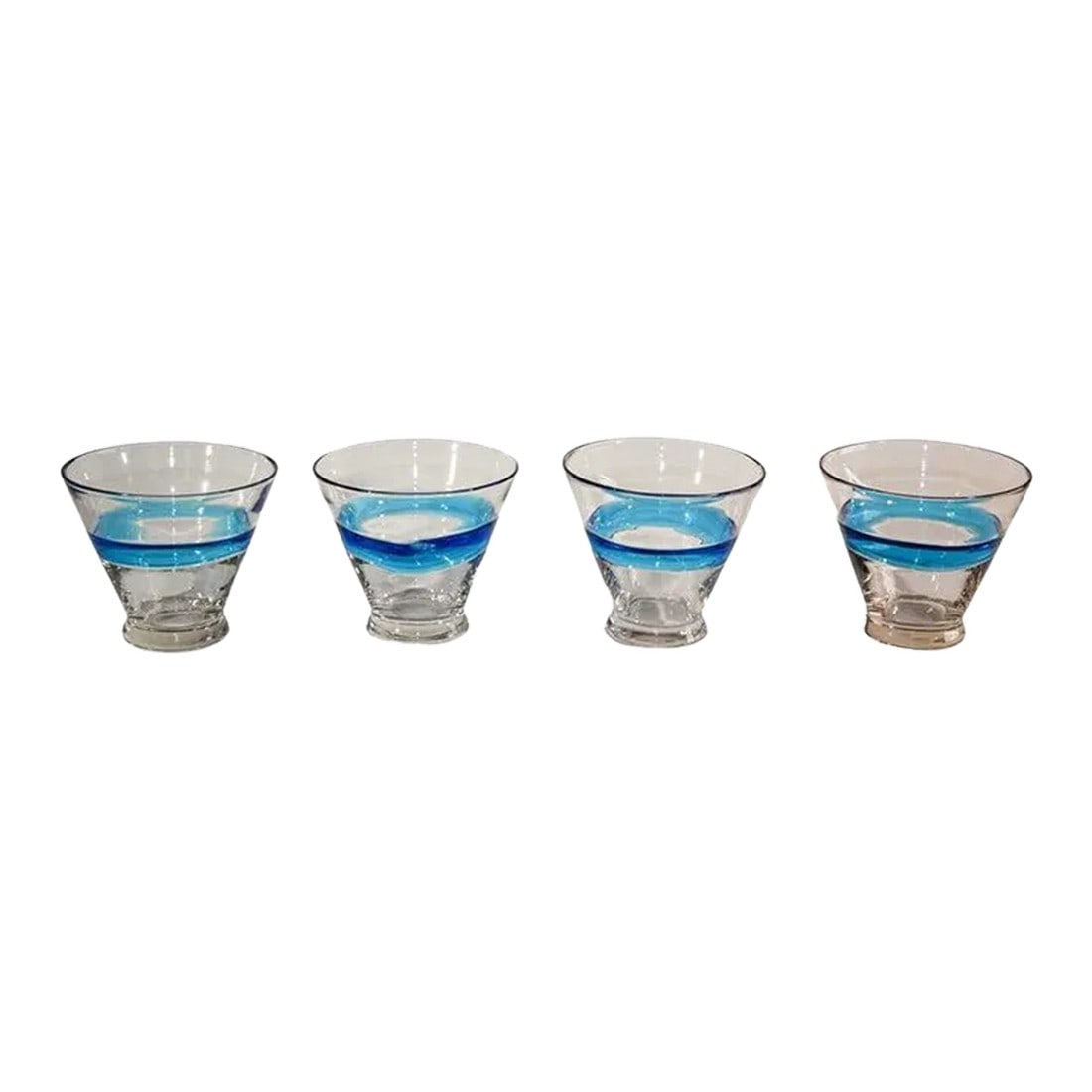 Vintage Drinking Murano Crystal Glasses- Set of 4: Vintage Post Modern Murano drinking glasses set of 4. This set of four glasses boasts exquisite craftsmanship and distinctive decorations that belong to a single piece, each piece is different. Hand