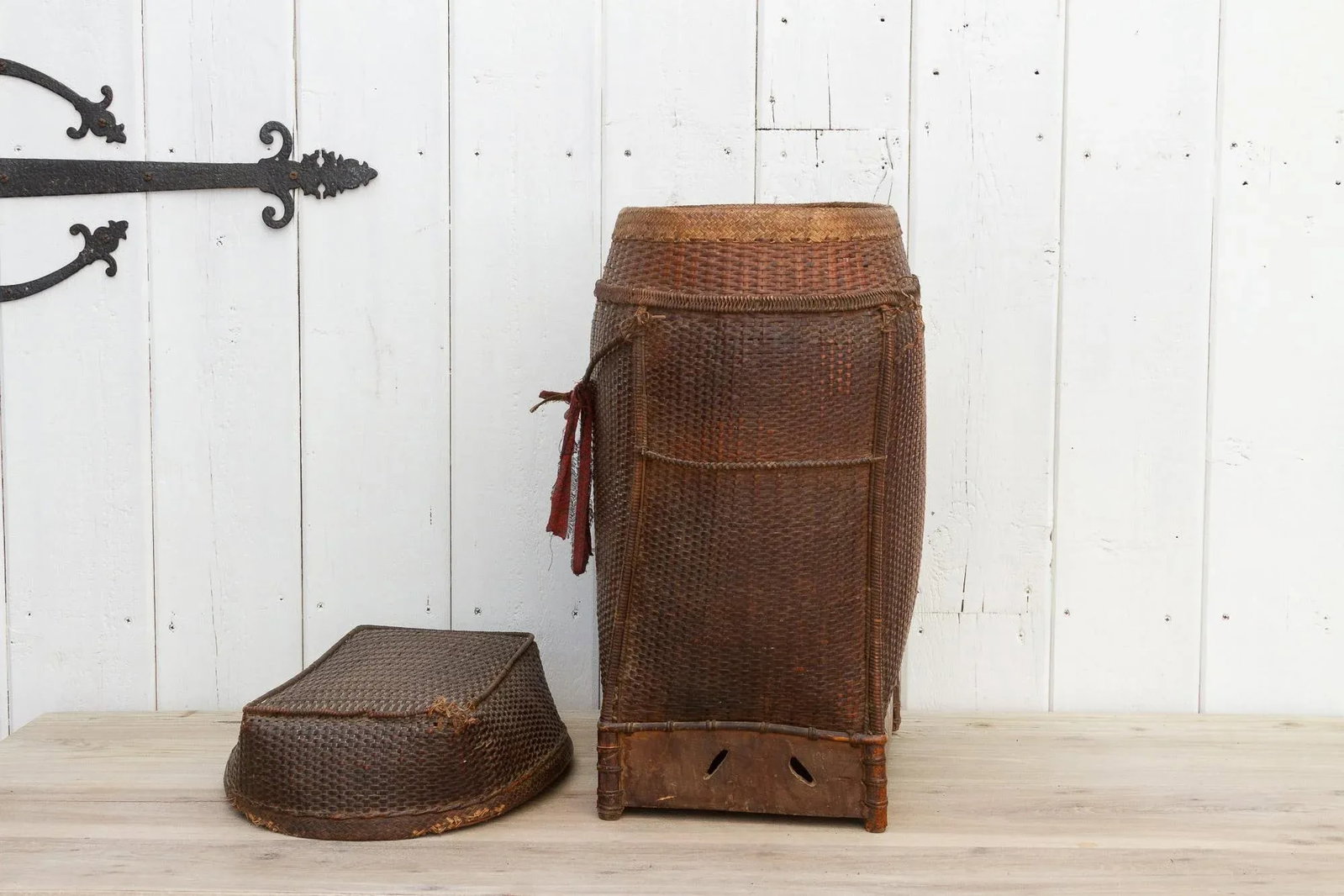 Rare Antique Double Woven Storage Basket From Burma - 4