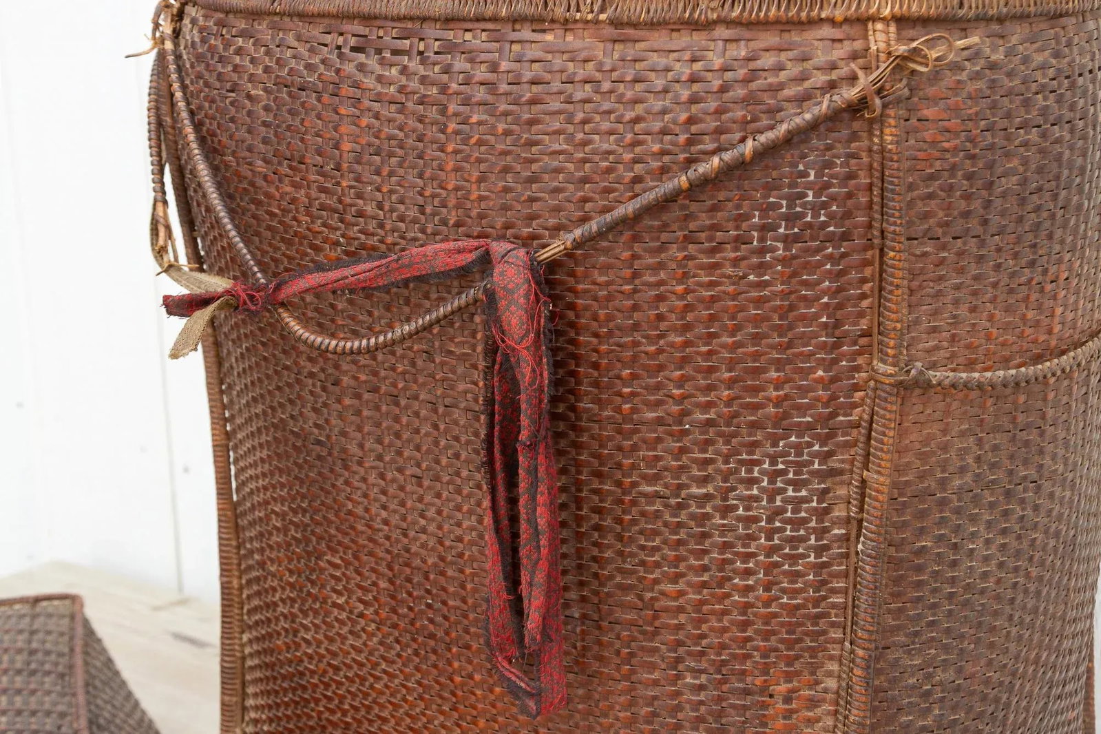 Rare Antique Double Woven Storage Basket From Burma - 8