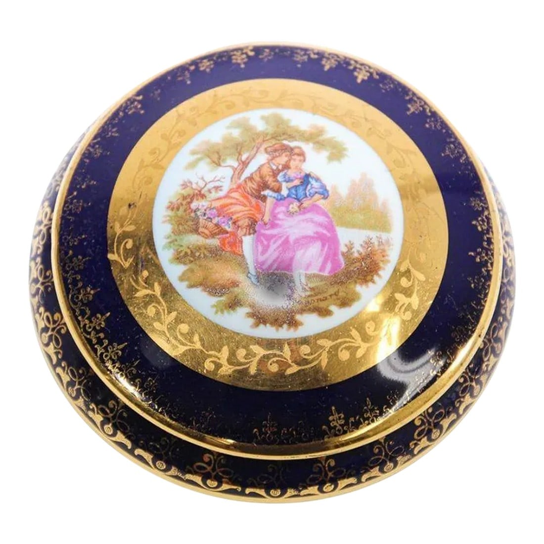 Vintage Cobalt Blue Royal Limoges France 22-Karat Gold Trinket Box (1 of 10)